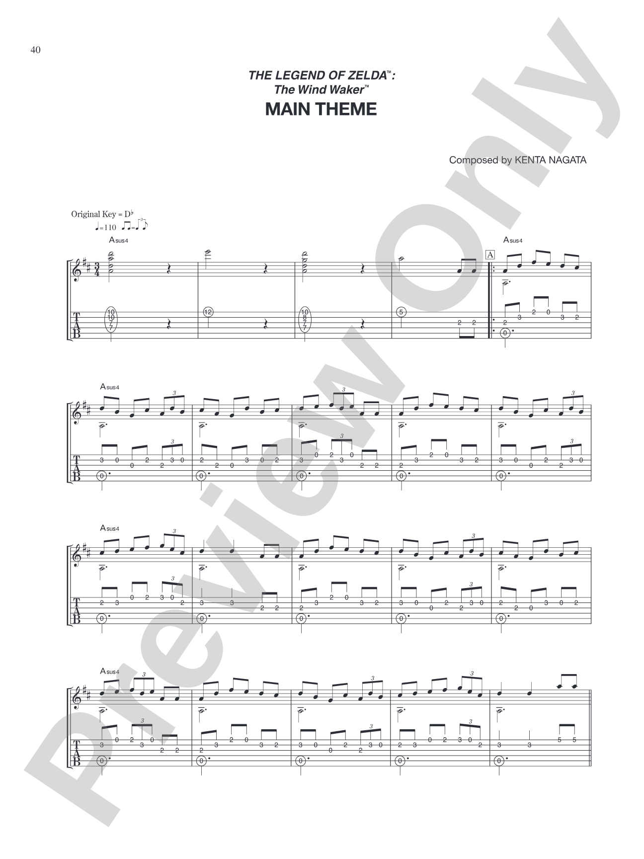 The Legend of Zelda™: The Wind Waker™ Main Theme: Guitar Tab