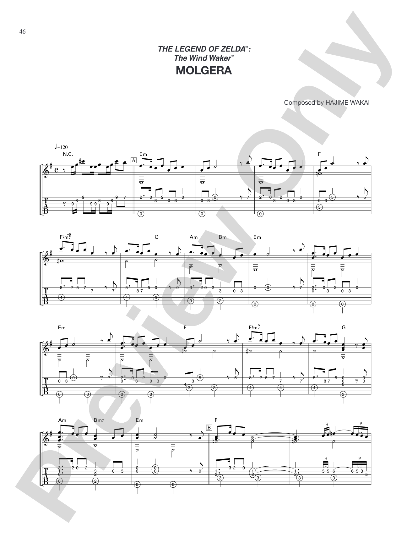 The Legend of Zelda™: The Wind Waker™ Molgera: Guitar Tab