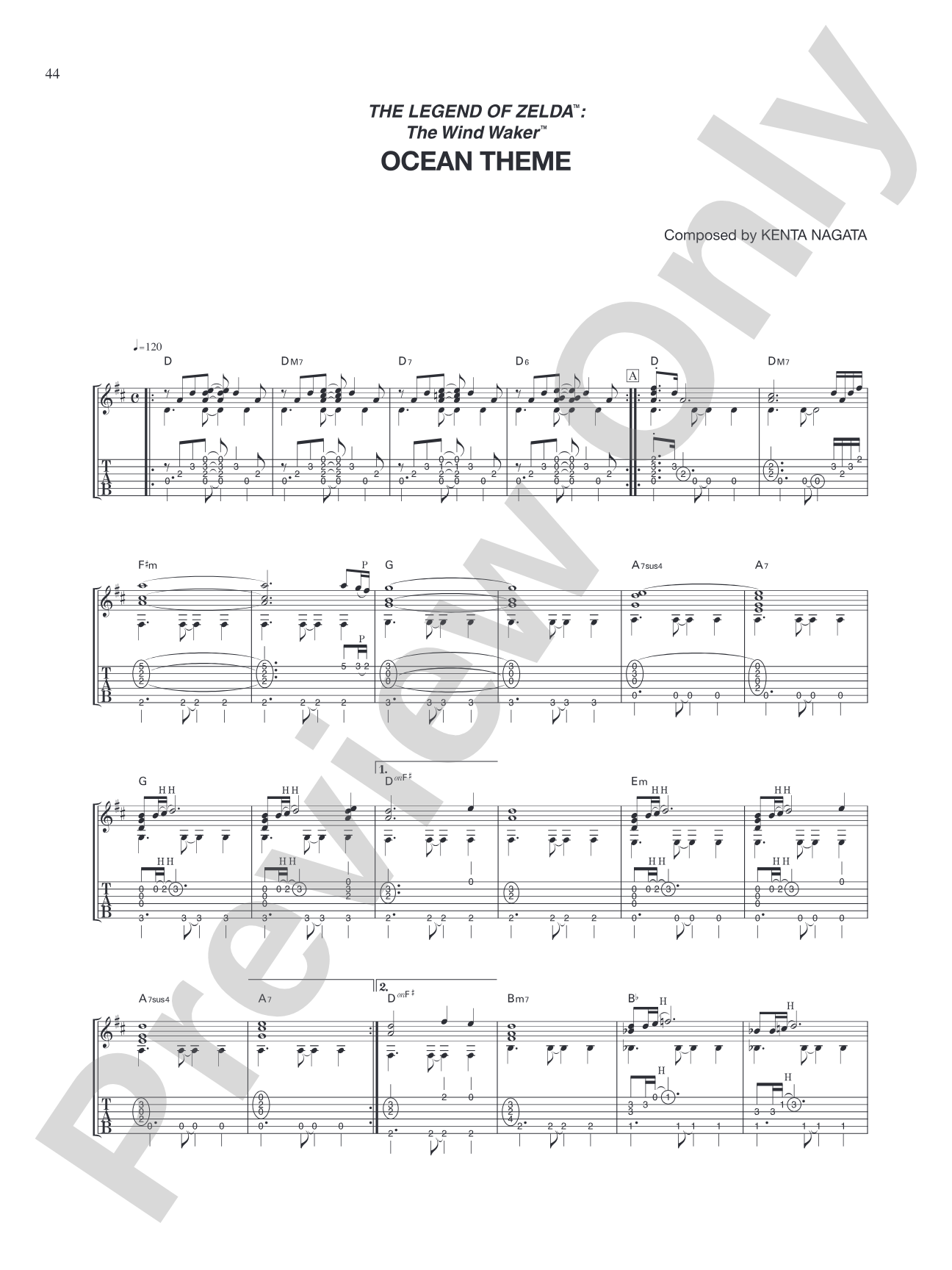 The Legend of Zelda™: The Wind Waker™ Ocean Theme: Guitar Tab
