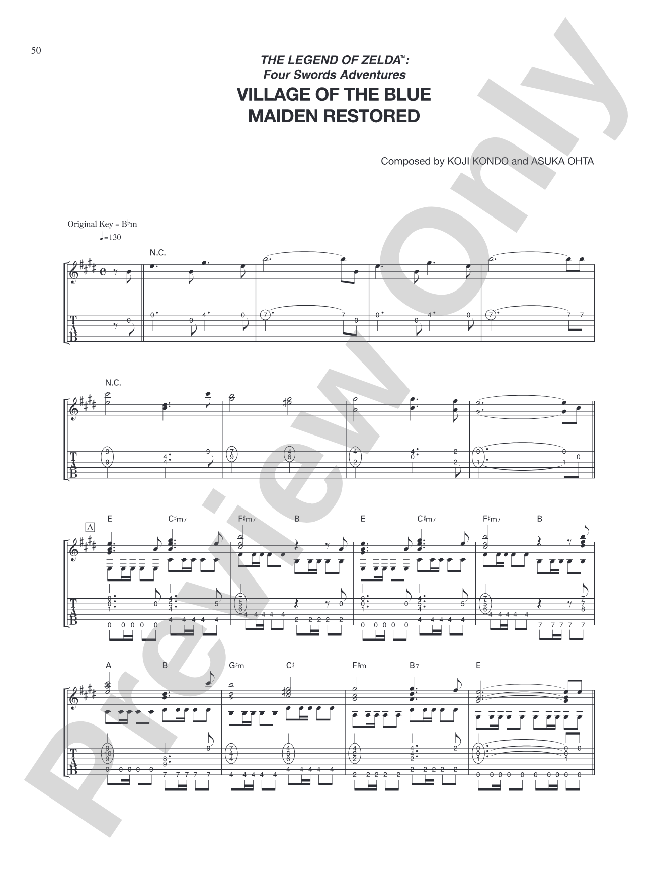 The Legend of Zelda™: Four Swords Adventures Village of the Blue Maiden Restored: Guitar Tab