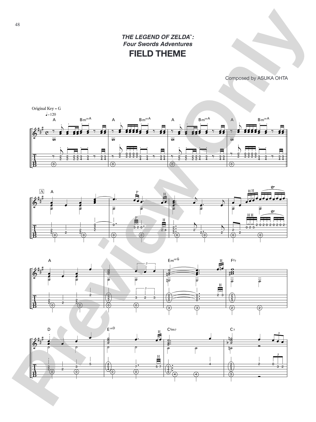 The Legend of Zelda™: Four Swords Adventures Field Theme: Guitar Tab