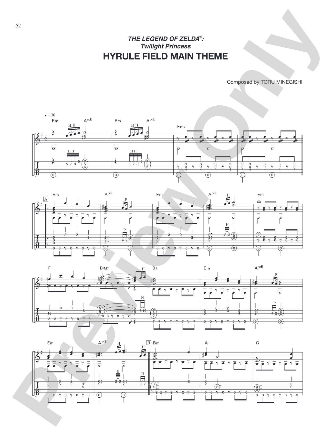 The Legend of Zelda™: Twilight Princess Hyrule Field Main Theme: Guitar Tab