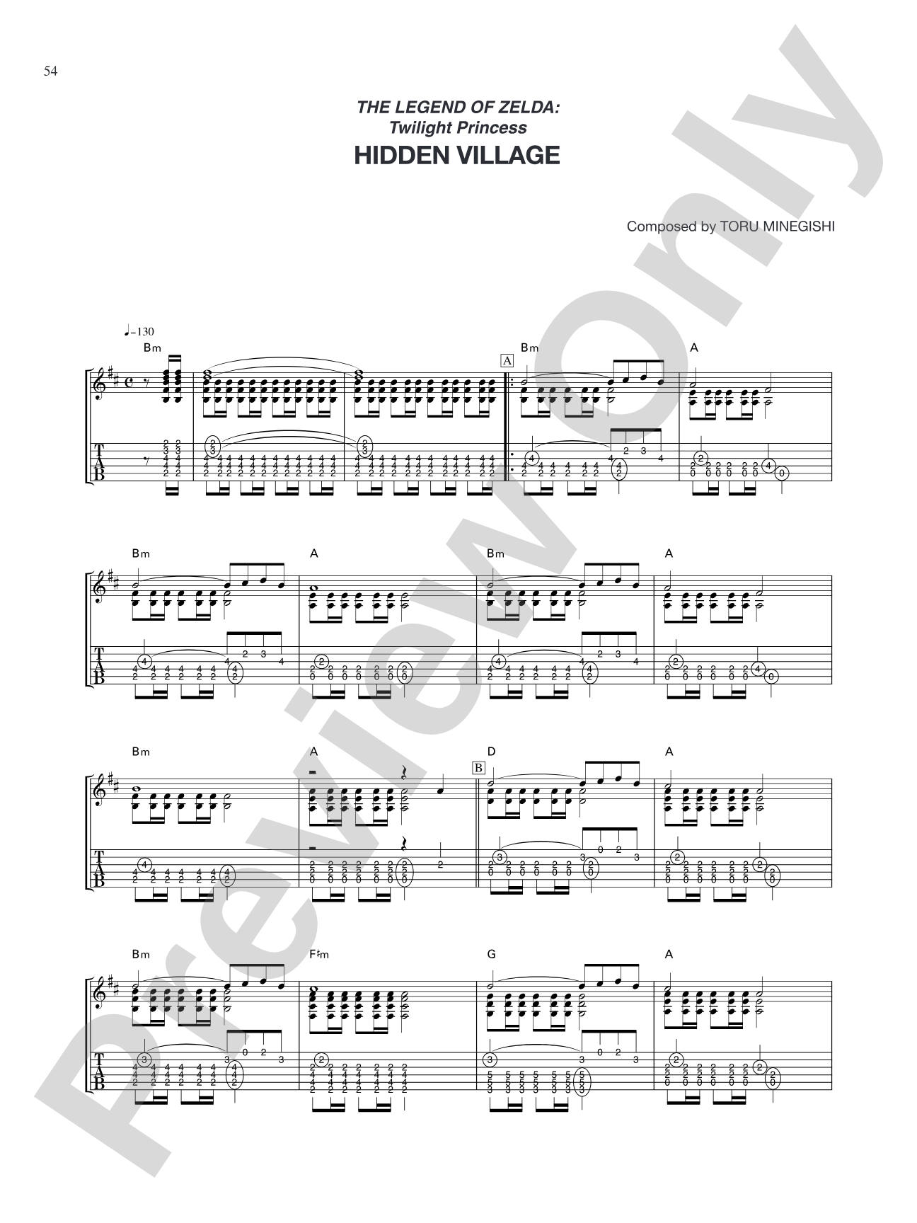 The Legend of Zelda™: Twilight Princess Hidden Village: Guitar Tab
