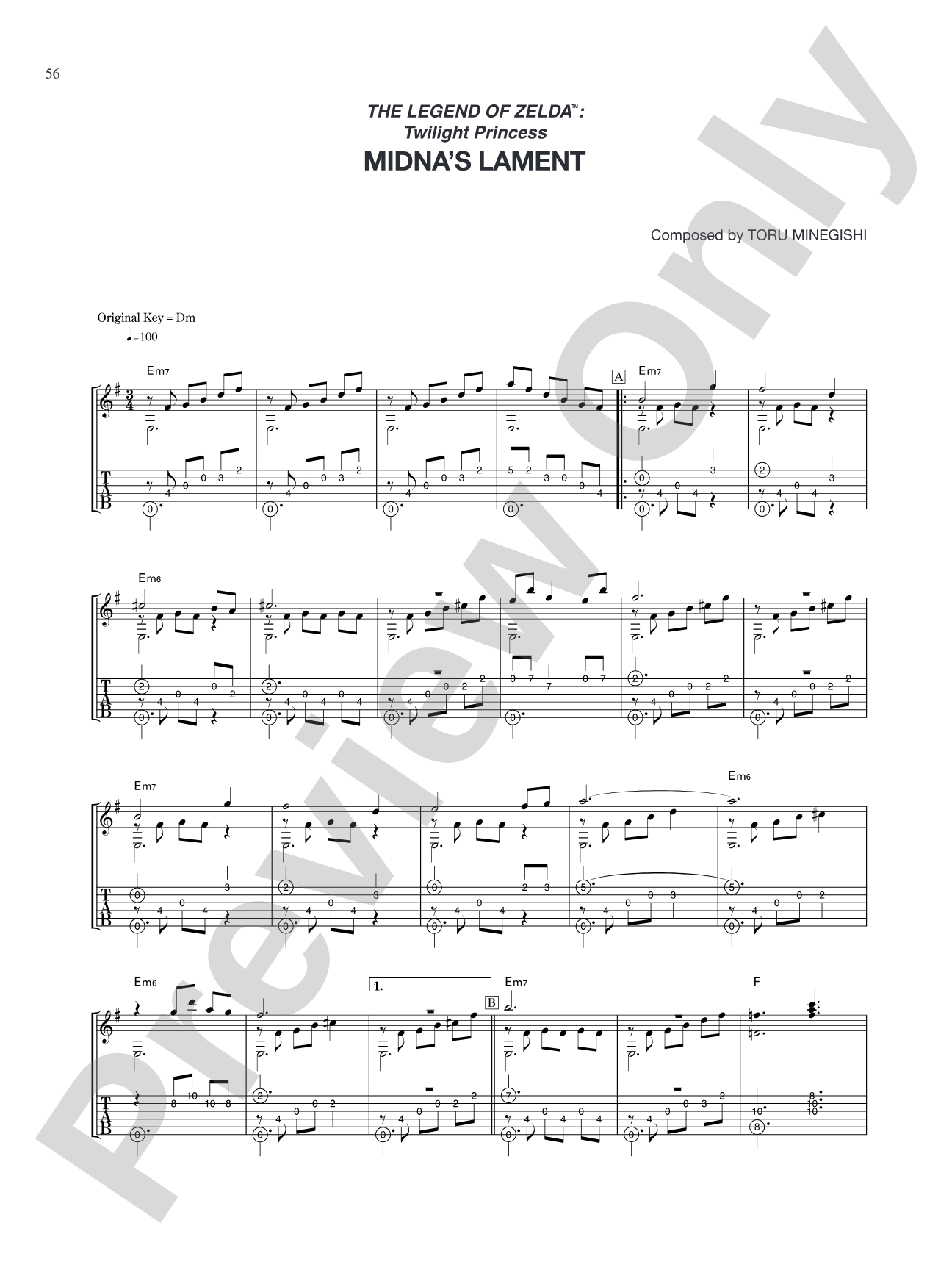 The Legend of Zelda™: Twilight Princess Midnas Lament: Guitar Tab