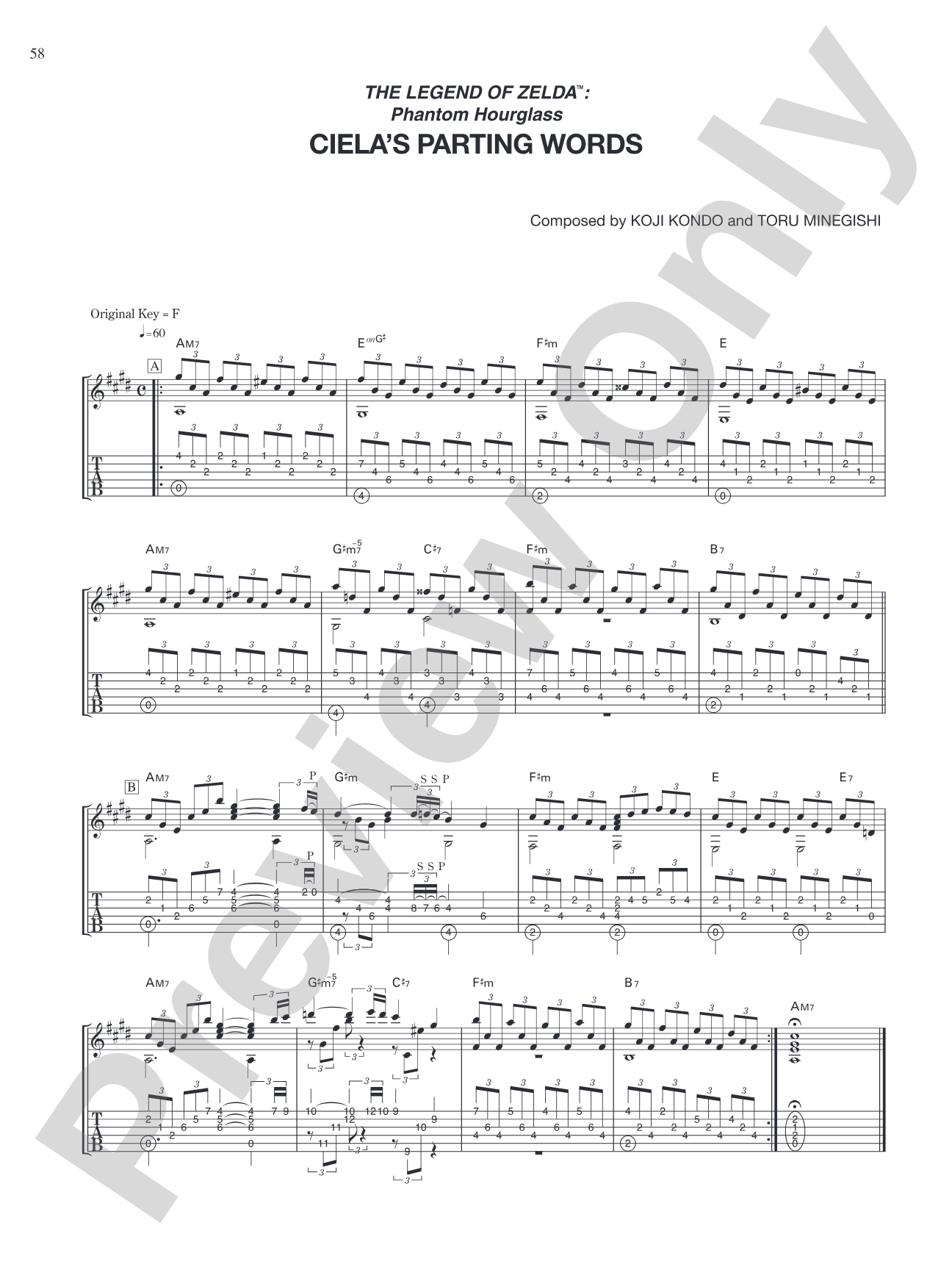 The Legend of Zelda™: Phantom Hourglass Cielas Parting Words: Guitar Tab