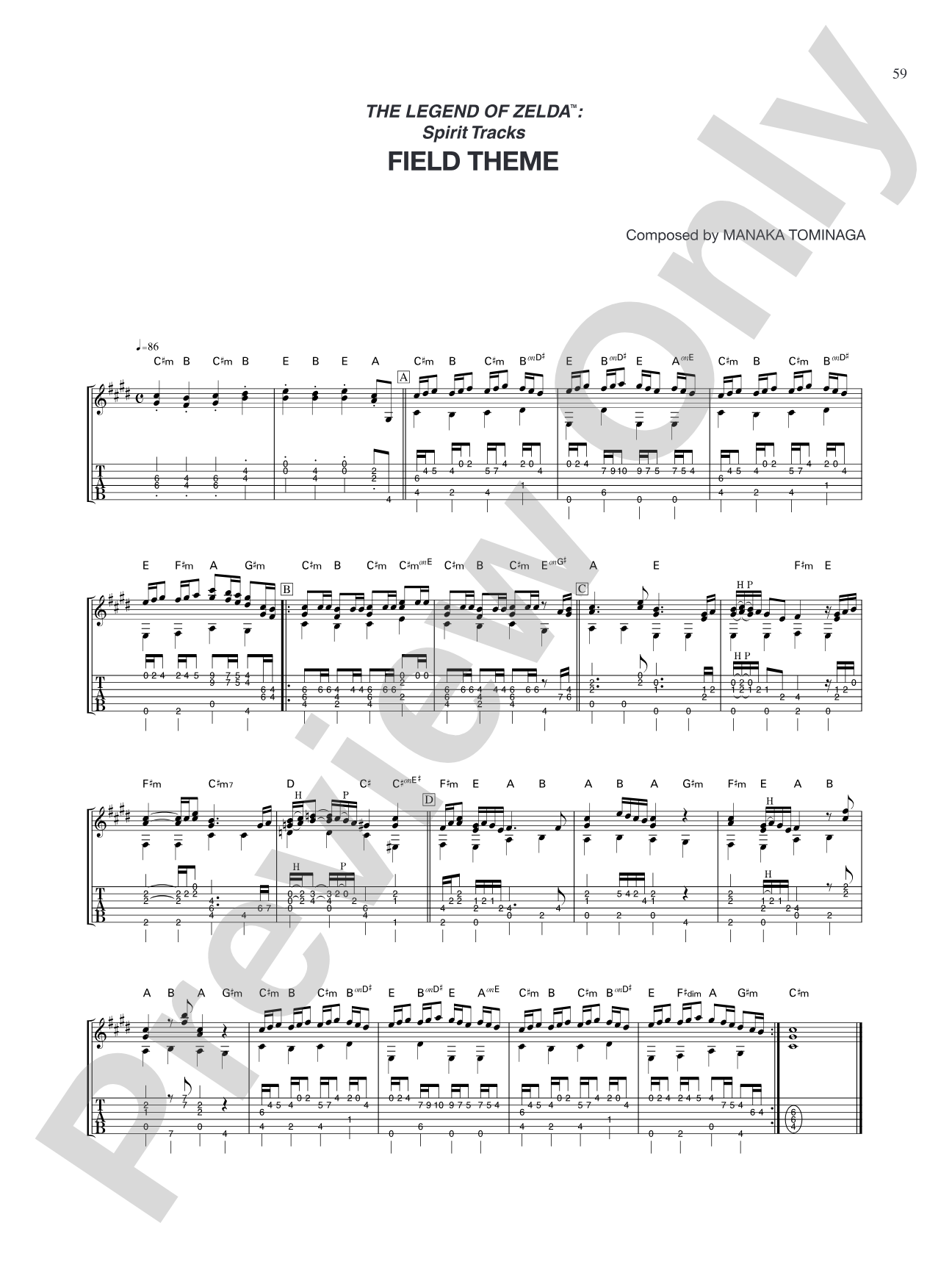 The Legend of Zelda™: Spirit Tracks Field Theme: Guitar Tab