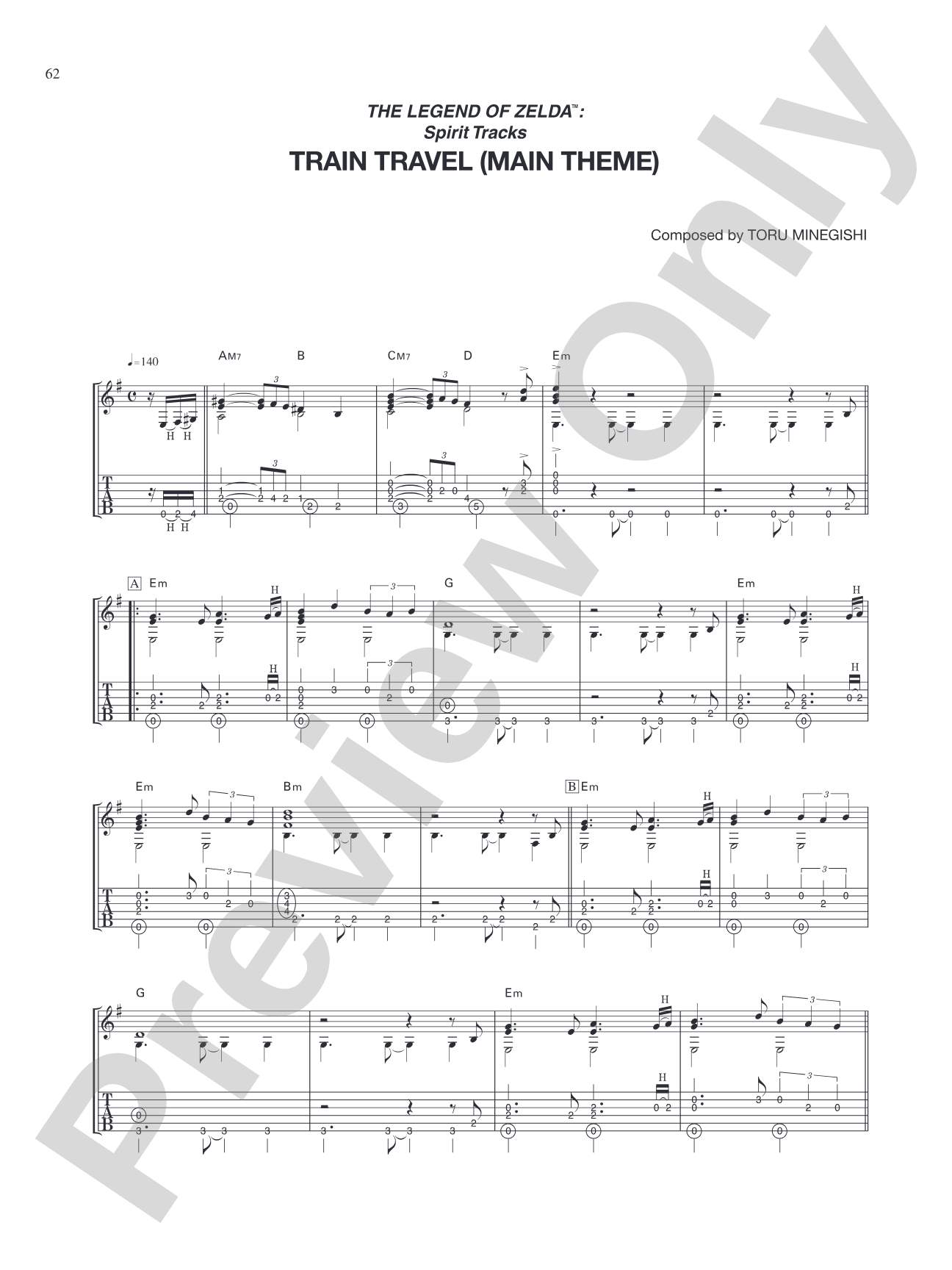 The Legend of Zelda™: Spirit Tracks Train Travel: Guitar Tab