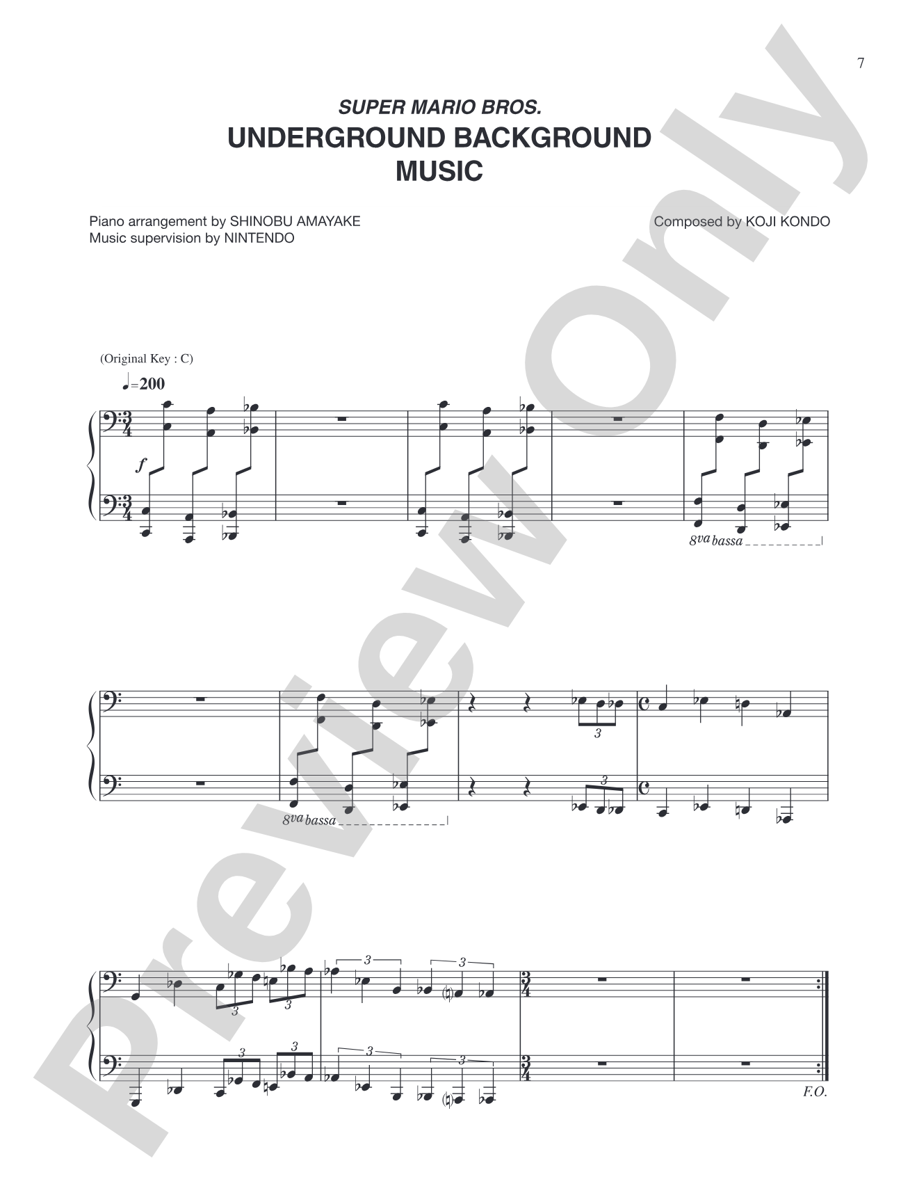 Super Mario Bros. Underground Background Music: Piano