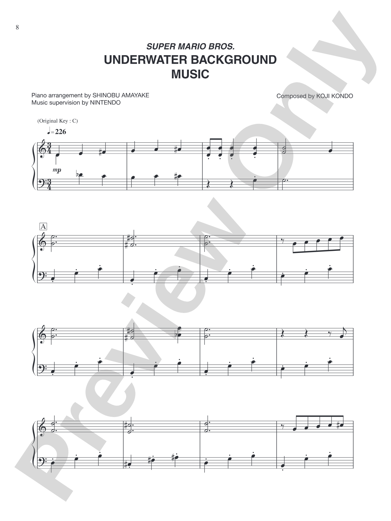 Super Mario Bros. Underwater Background Music: Piano