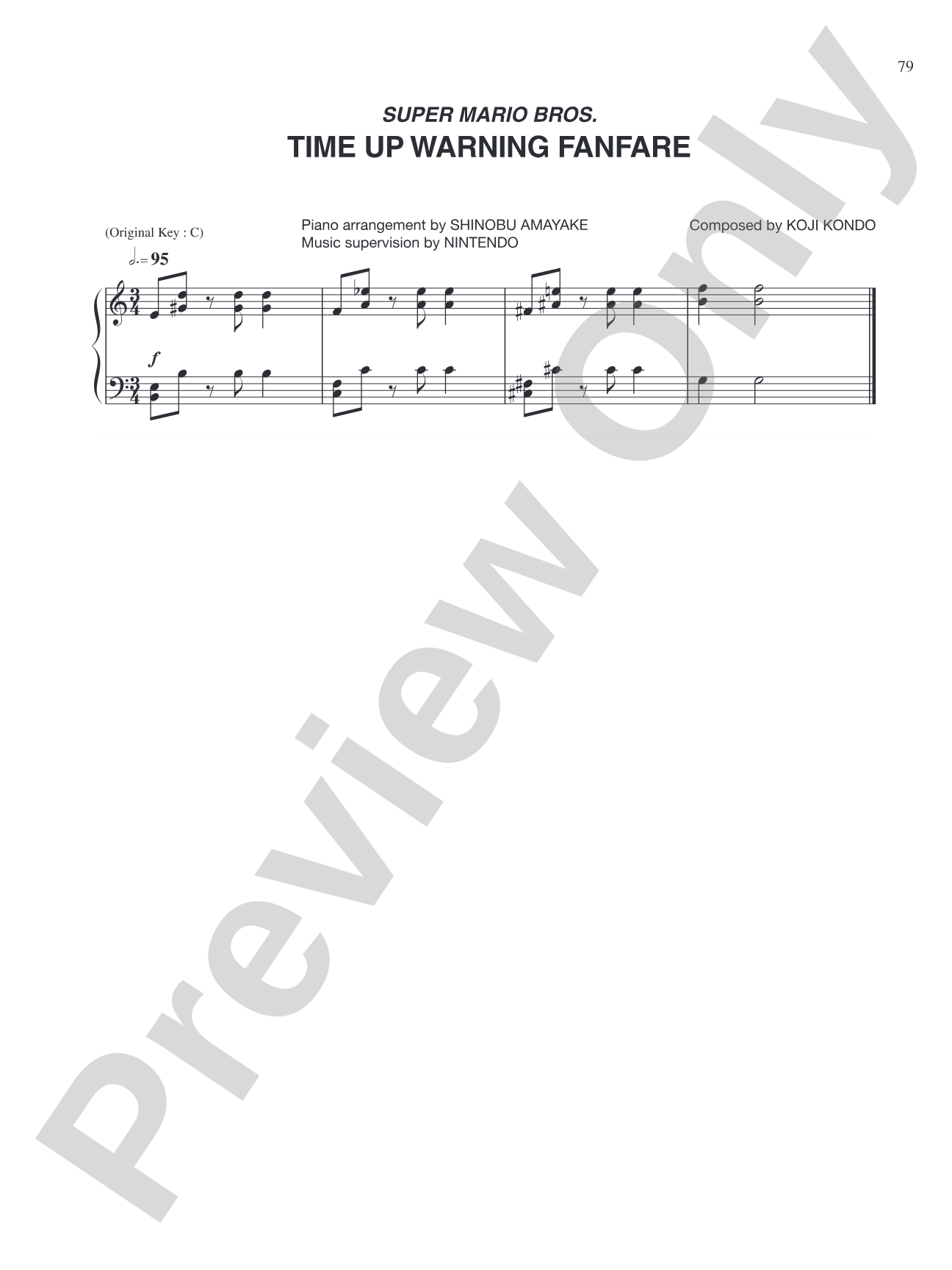 Super Mario Bros. Time Up Warning Fanfare: Piano