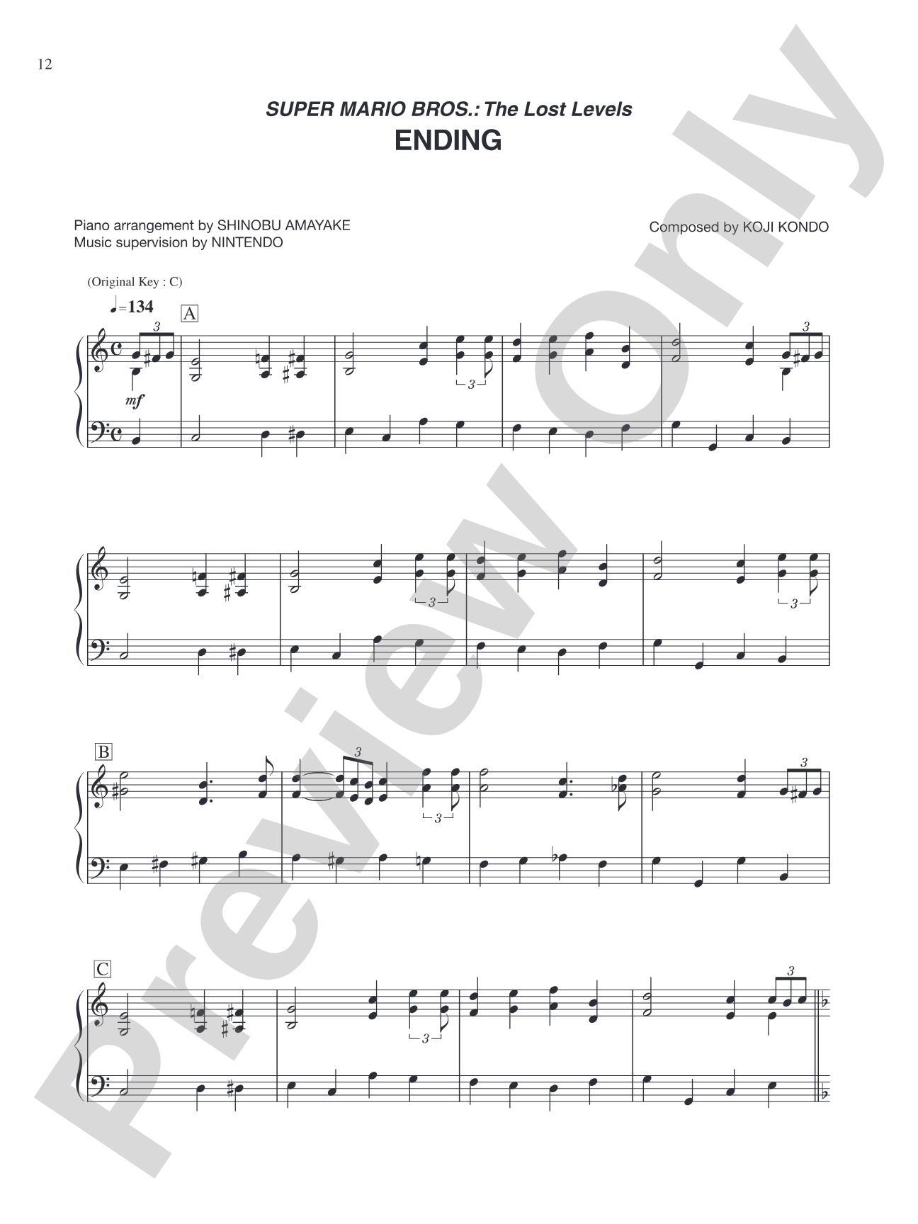 Super Mario Bros. The Lost Levels Ending: Piano