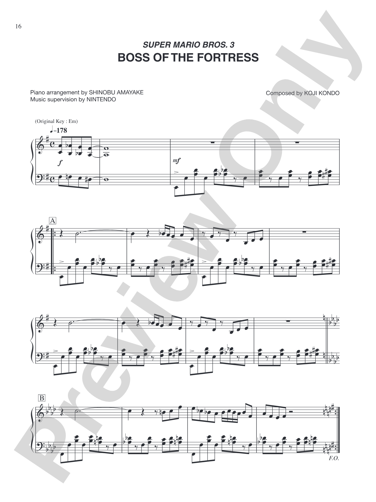 Super Mario Bros. 3 Boss of the Fortress: Piano