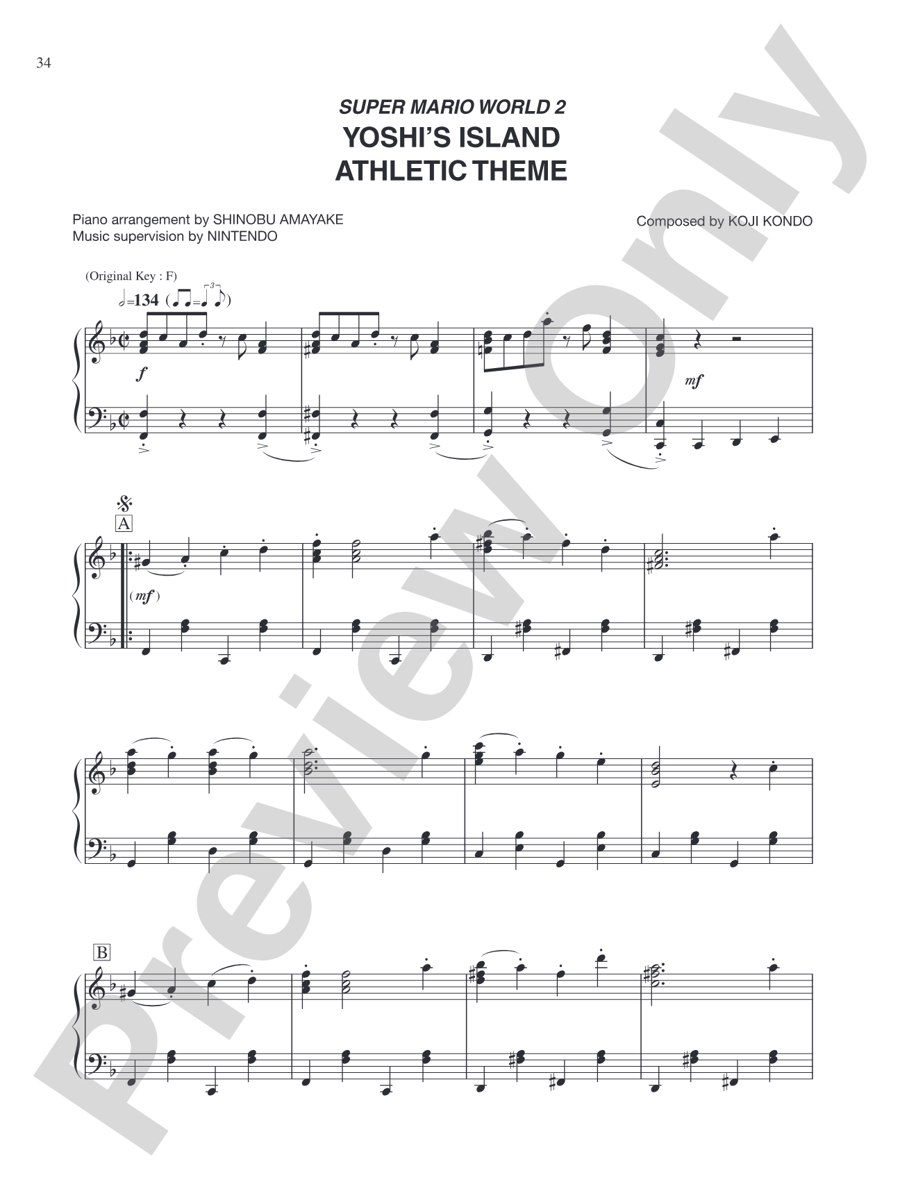 Super Mario World 2 Yoshis Island Athletic Theme: Piano