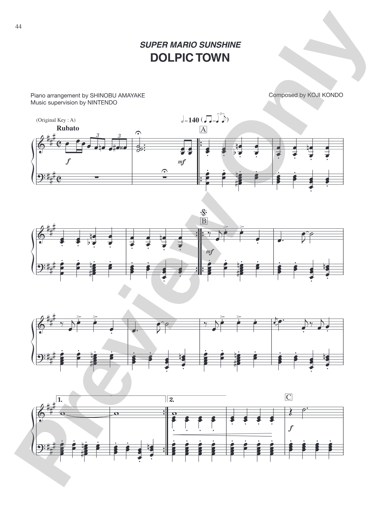 Super Mario Sunshine Dolpic Town: Piano