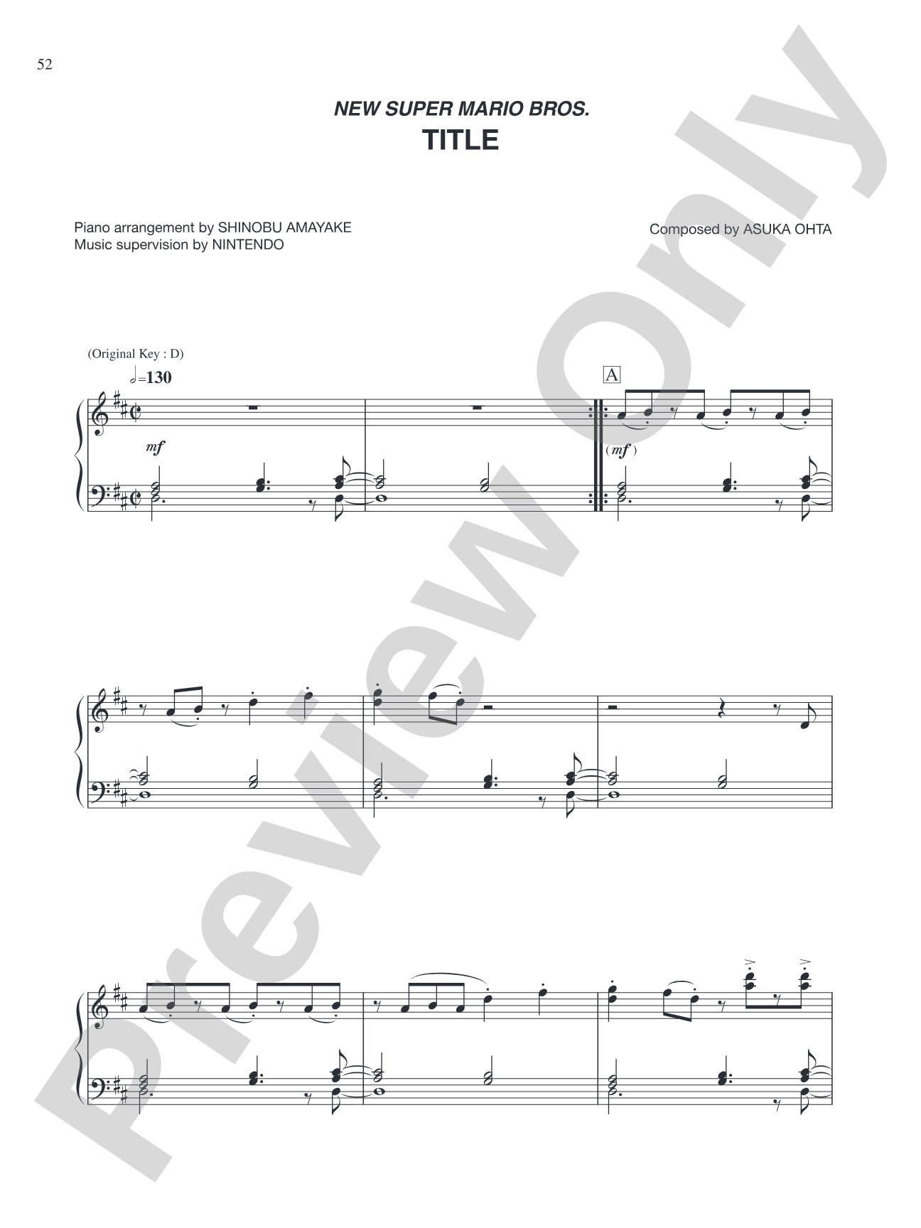 New Super Mario Bros. Title: Piano