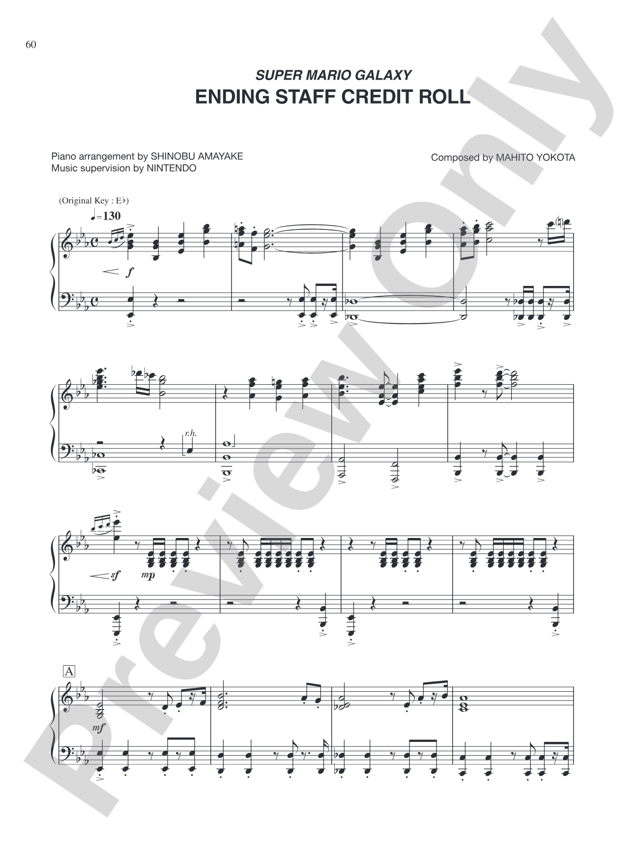 Super Mario Galaxy Ending Staff Credit Roll: Piano