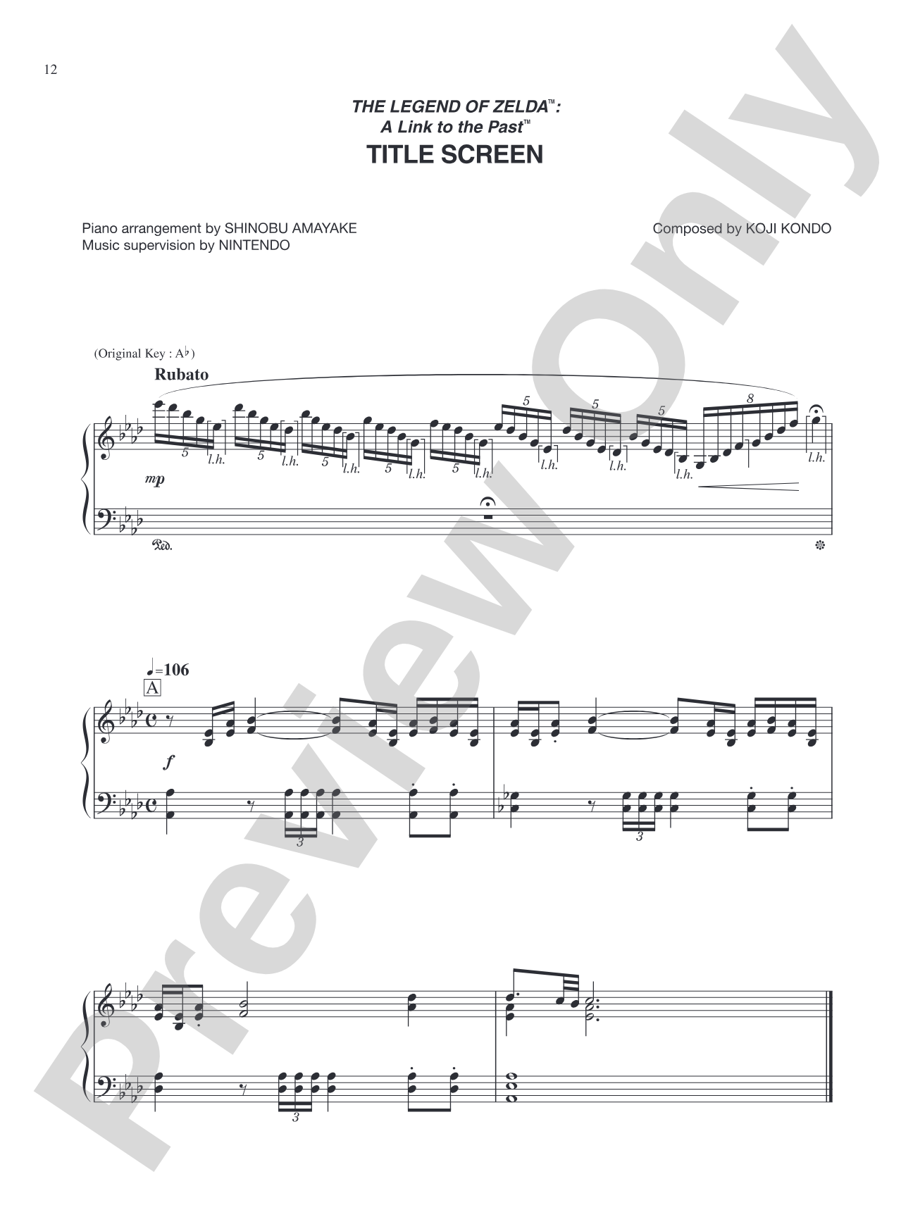 The Legend of Zelda™: A Link to the Past™ Title Screen: Piano