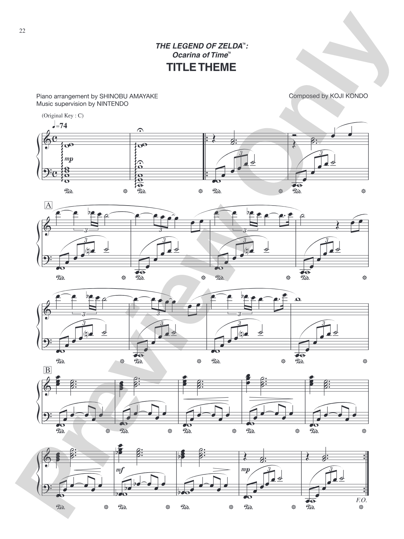 The Legend of Zelda™: Ocarina of Time™ Title Theme: Piano