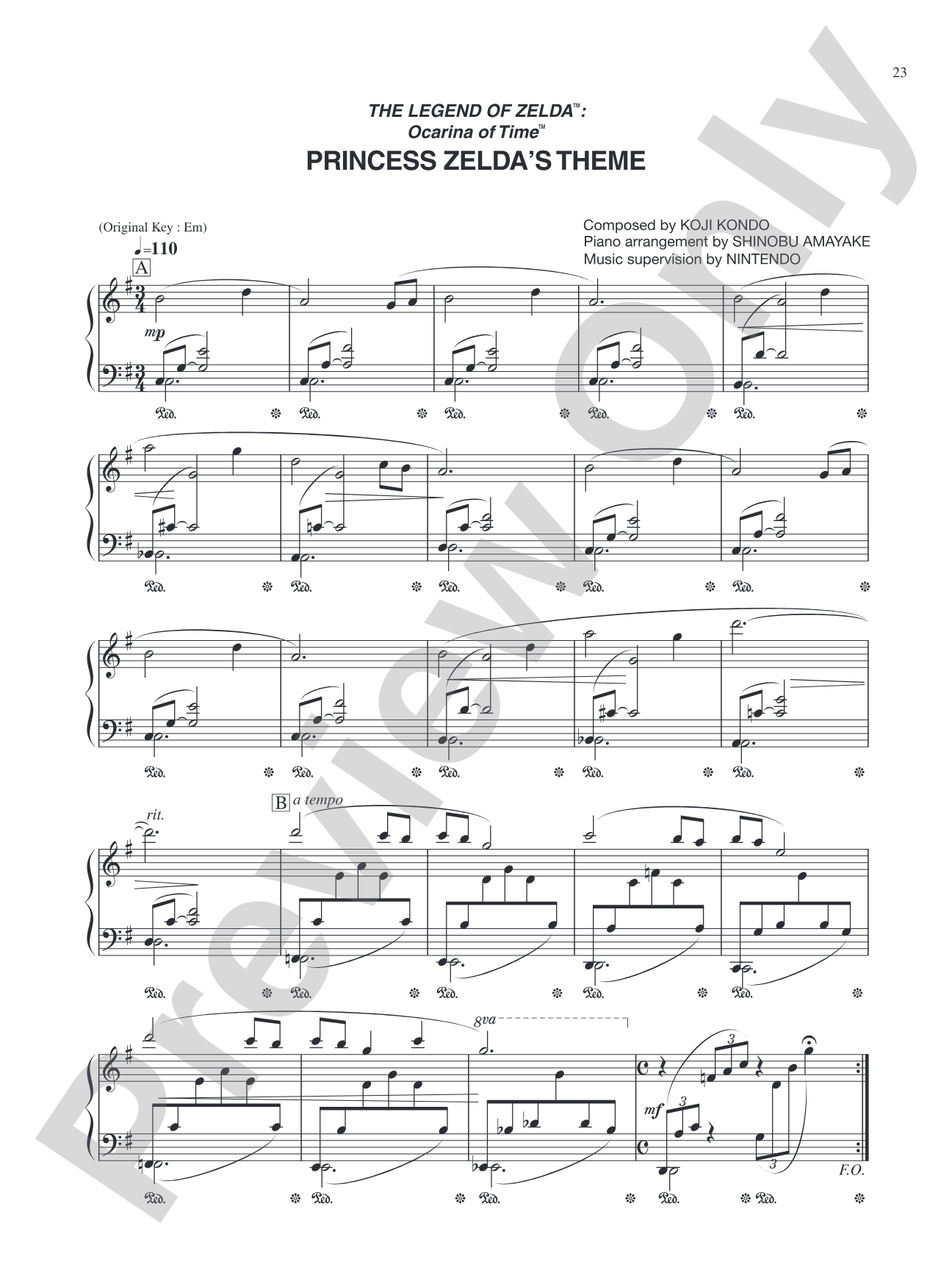 The Legend of Zelda™: Ocarina of Time™ Princess Zeldas Theme: Piano