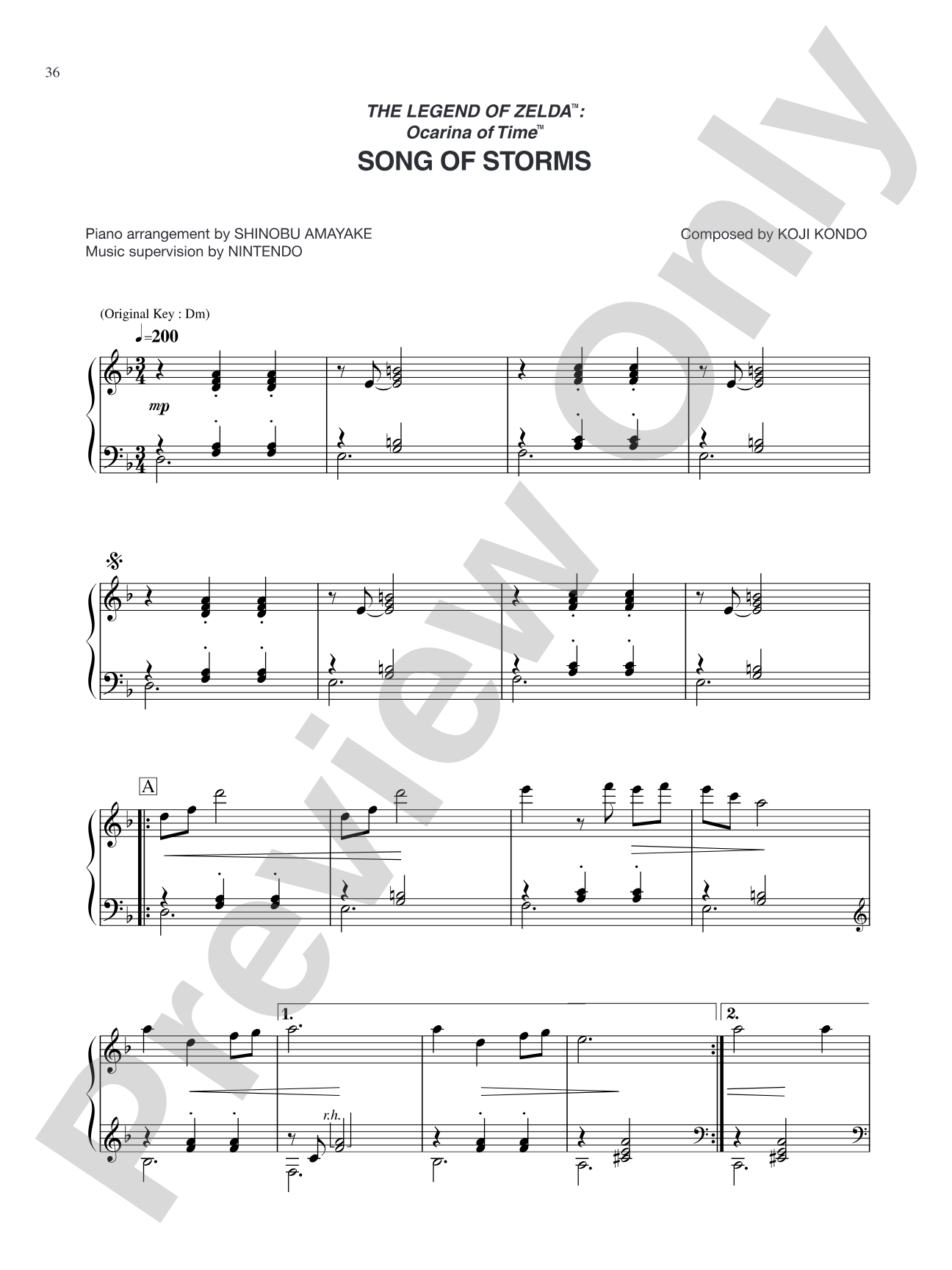 The Legend of Zelda™: Ocarina of Time™ Song of Storms: Piano