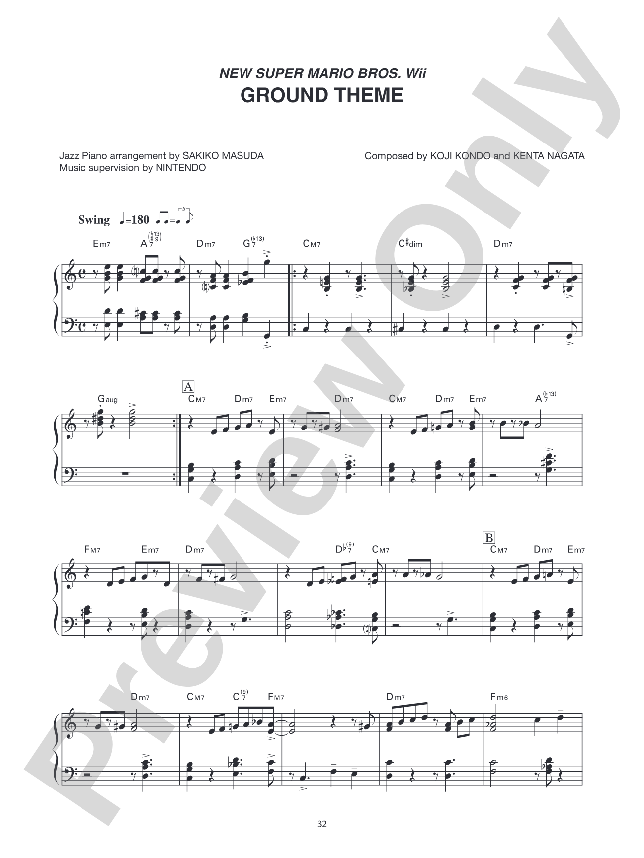 New Super Mario Bros. Wii Ground Theme: Piano