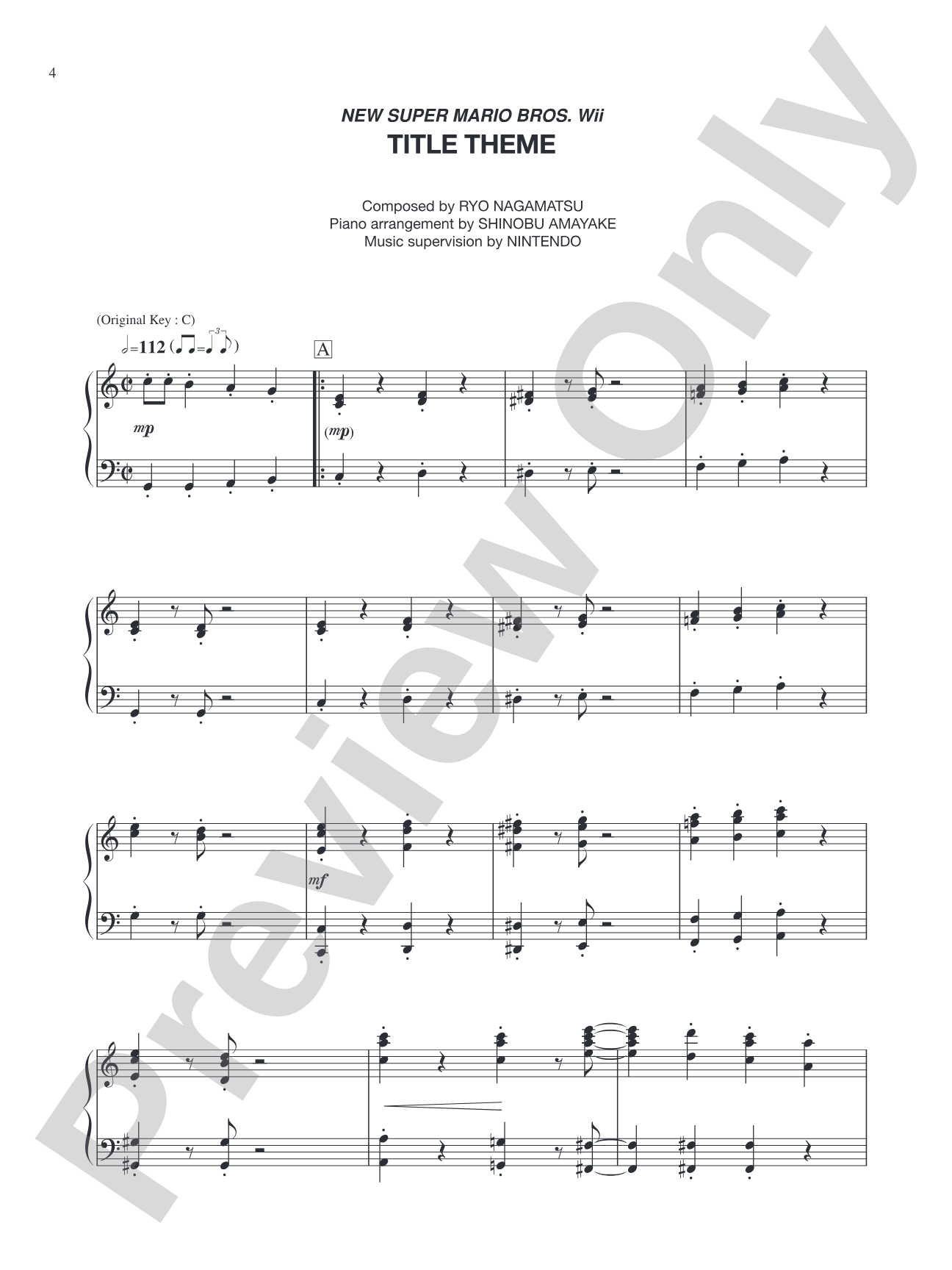 New Super Mario Bros. Wii Title Theme: Piano