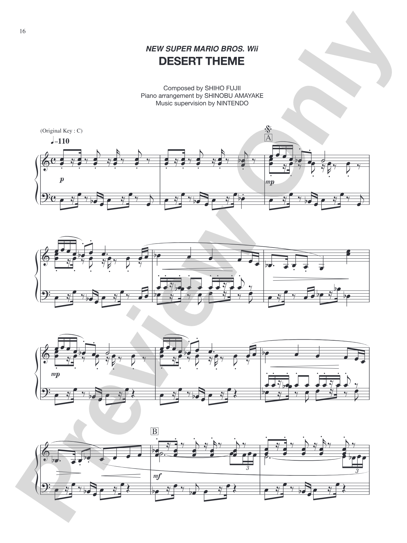 New Super Mario Bros. Wii Desert Theme: Piano