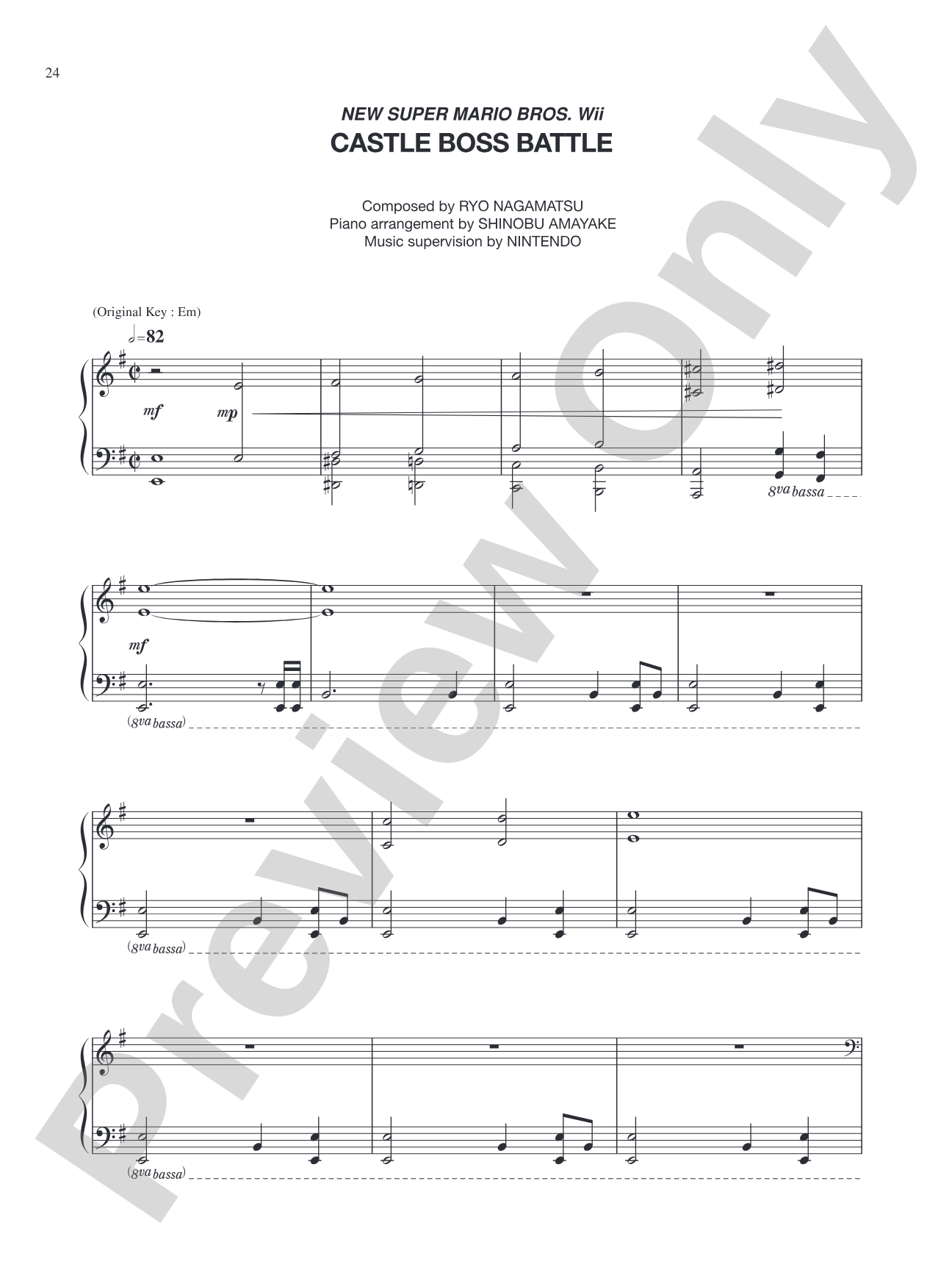 New Super Mario Bros. Wii Castle Boss Battle: Piano