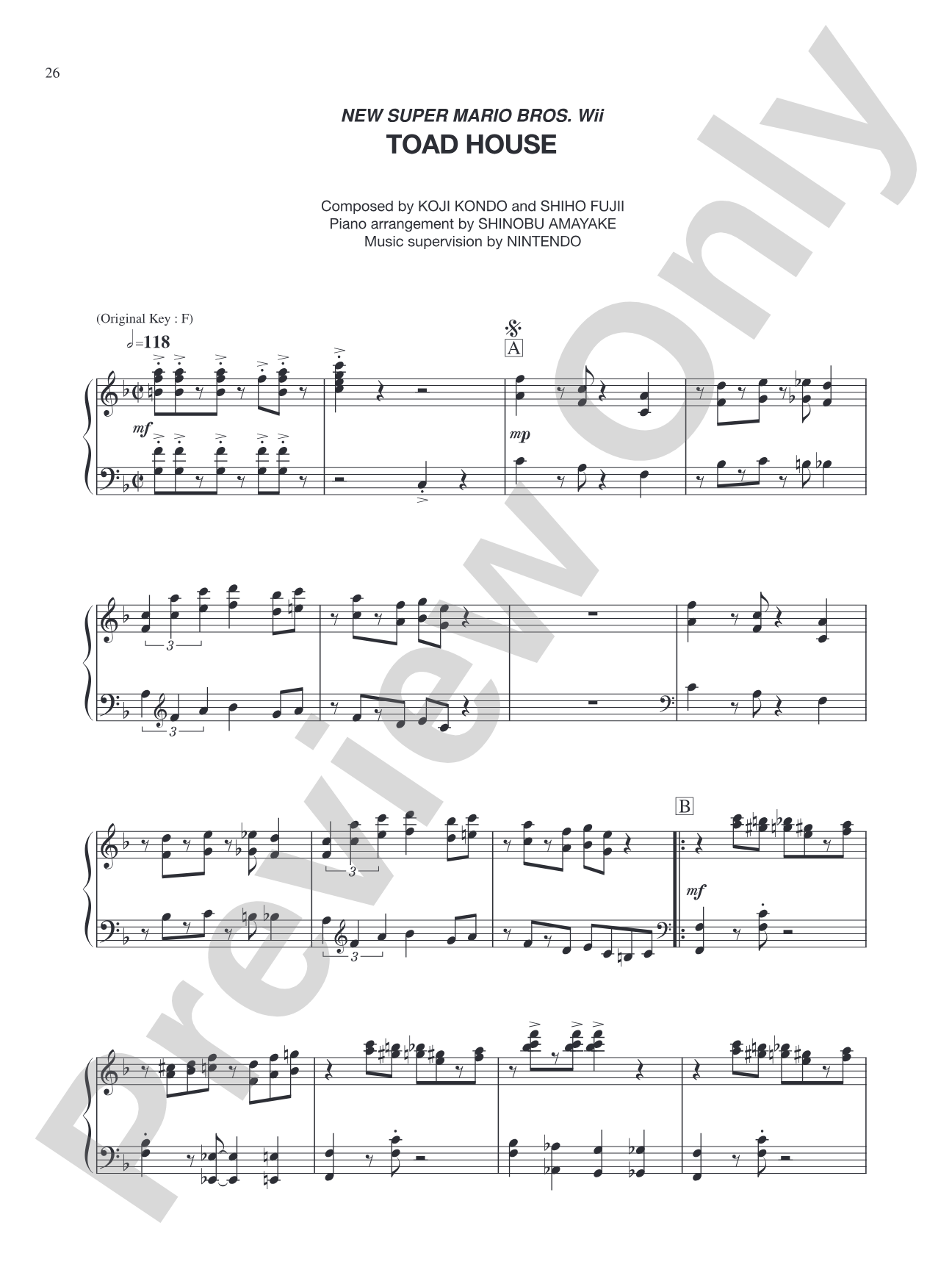 New Super Mario Bros. Wii Toad House: Piano