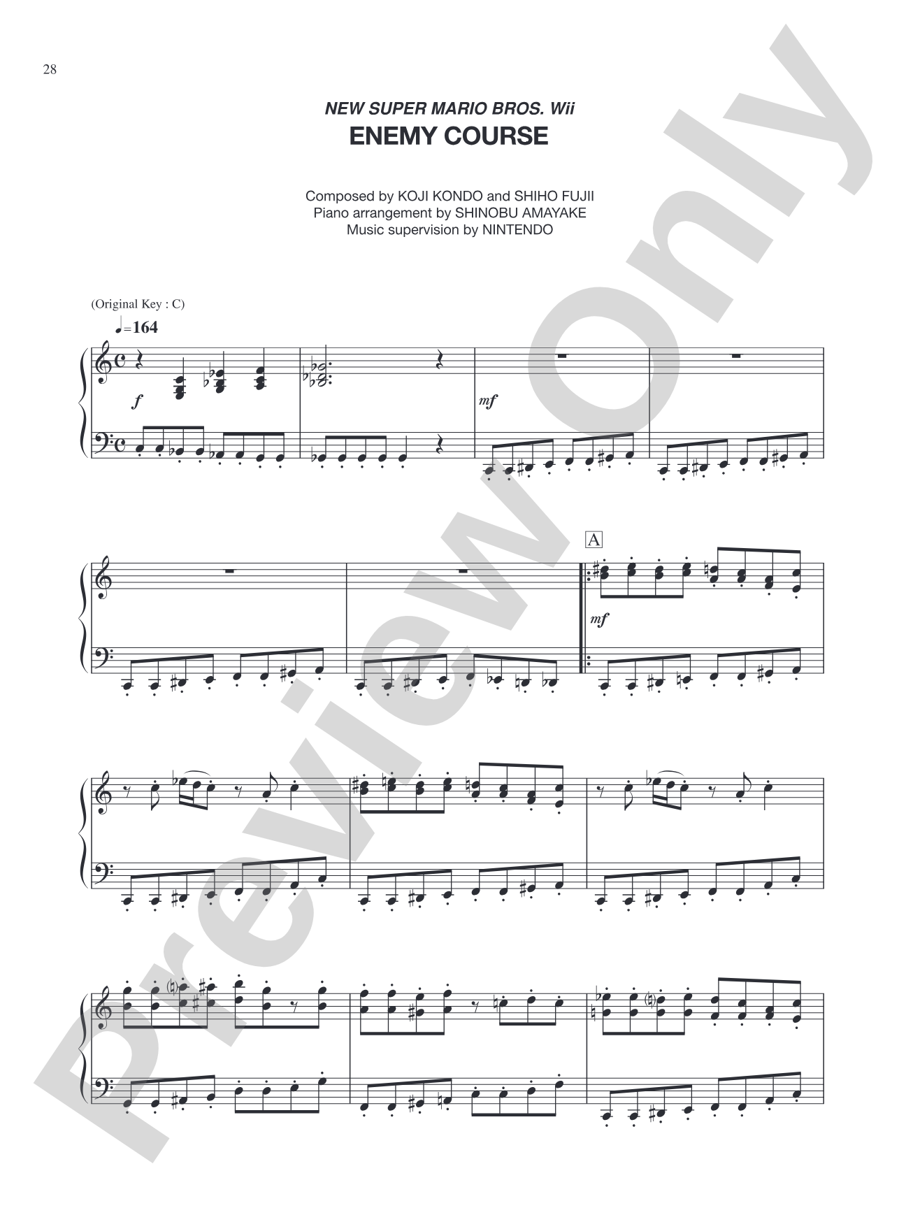 New Super Mario Bros. Wii Enemy Course: Piano