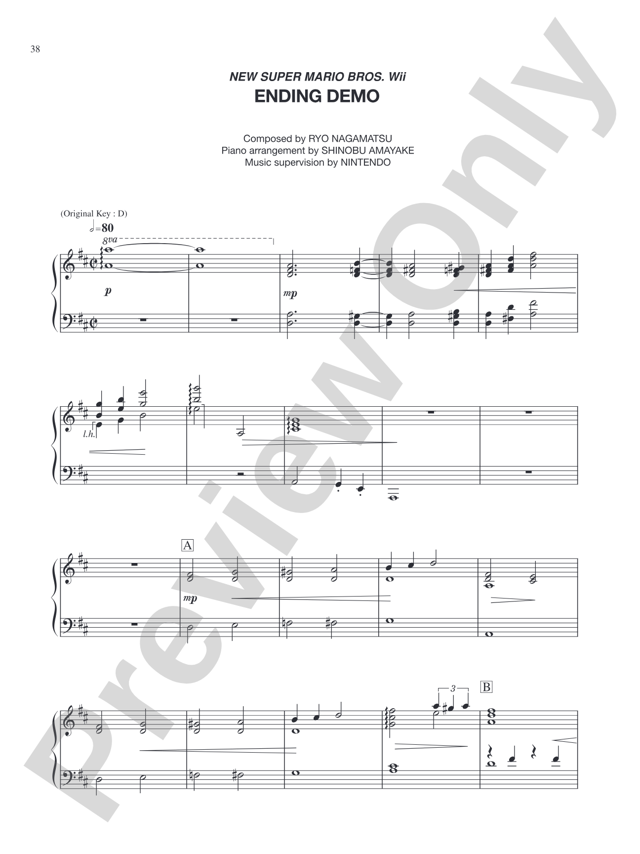 New Super Mario Bros. Wii Ending Demo: Piano
