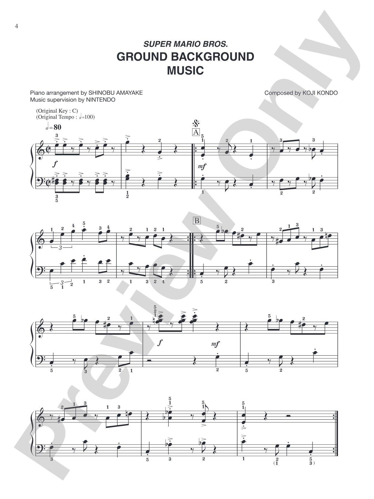 Super Mario Bros. Ground Background Music: Easy Piano