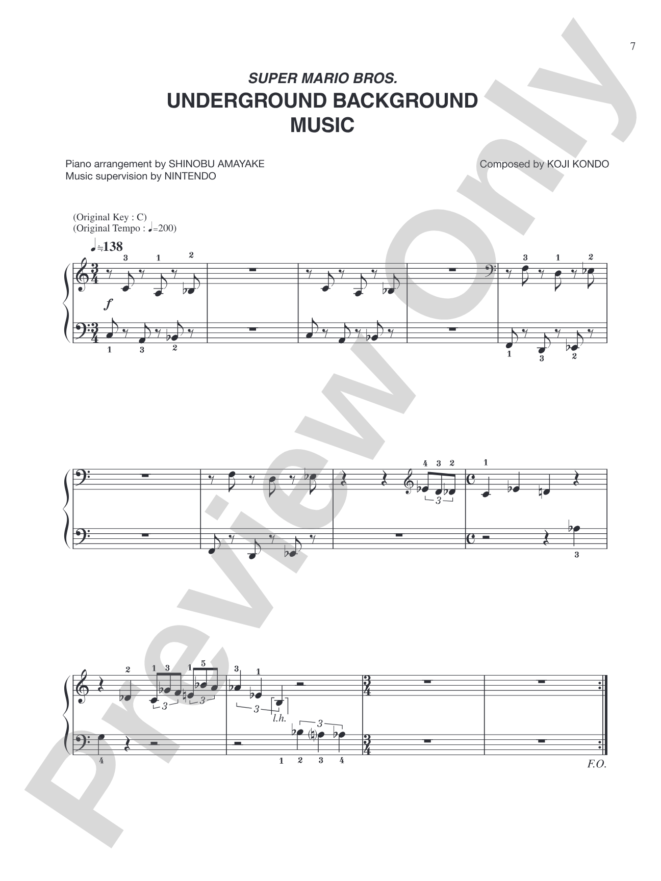 Super Mario Bros. Underground Background Music: Easy Piano