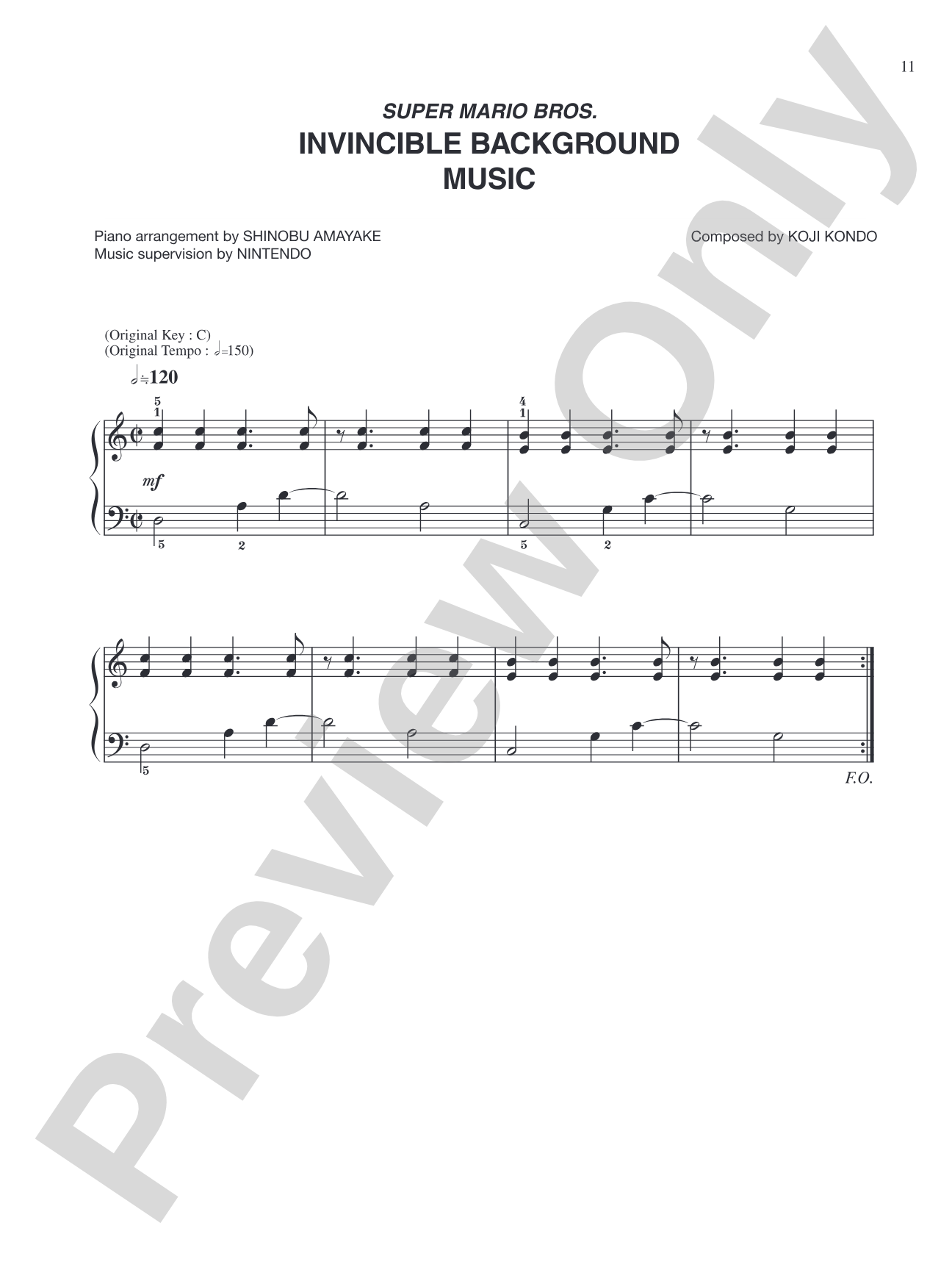 Super Mario Bros. Invincible Background Music: Easy Piano