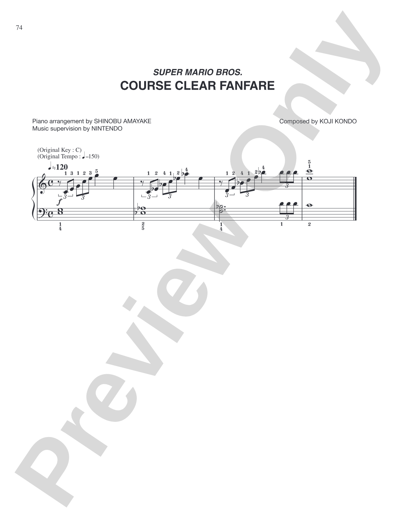 Super Mario Bros. Course Clear Fanfare: Easy Piano