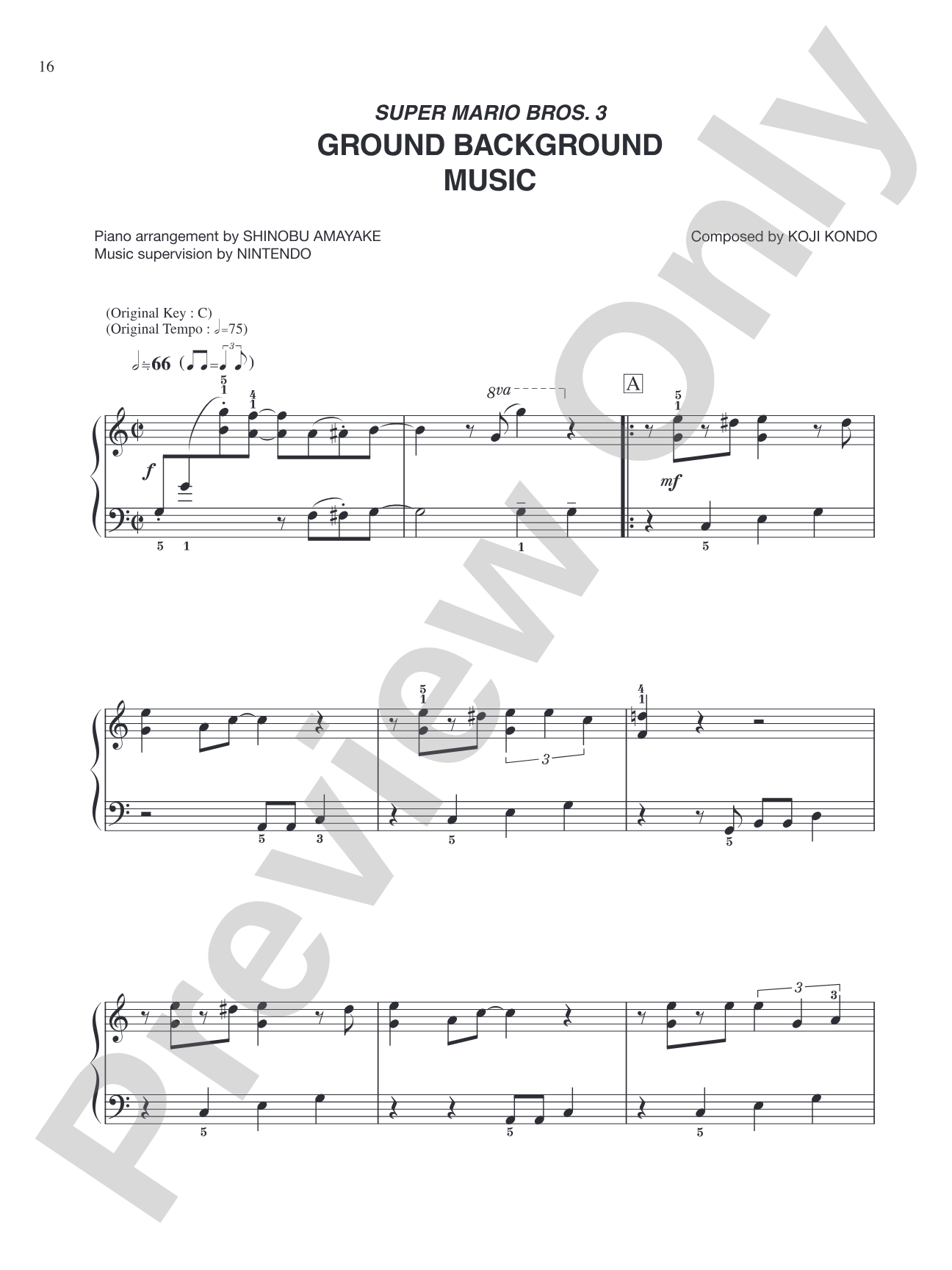 Super Mario Bros. 3 Ground Background Music: Easy Piano