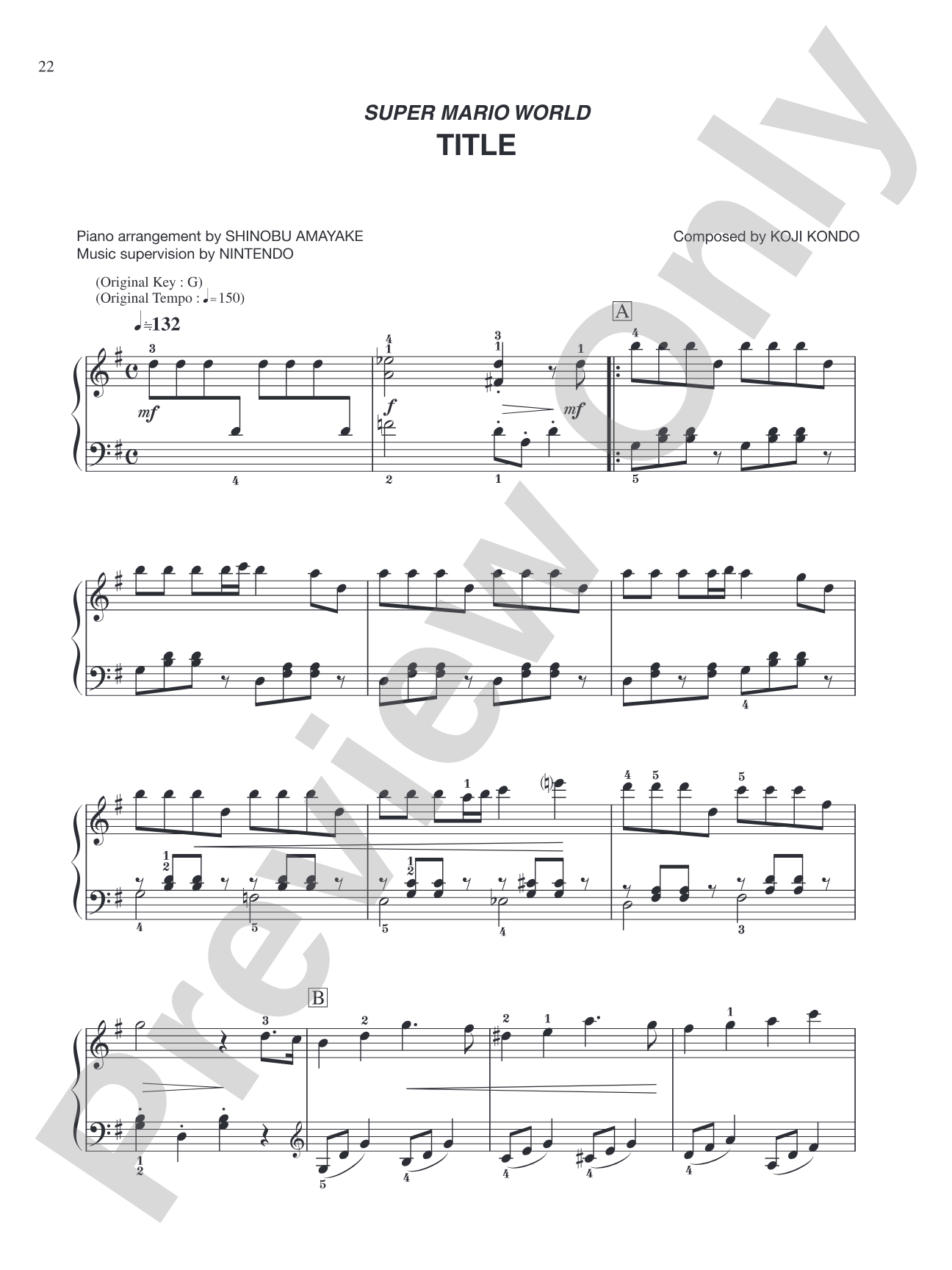 Super Mario World Title: Easy Piano