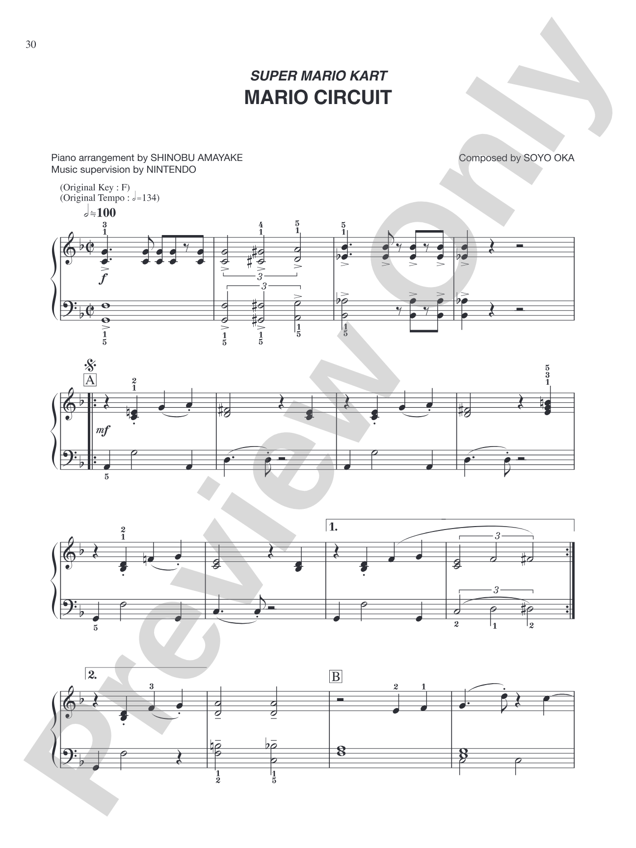 Super Mario Kart Mario Circuit: Easy Piano