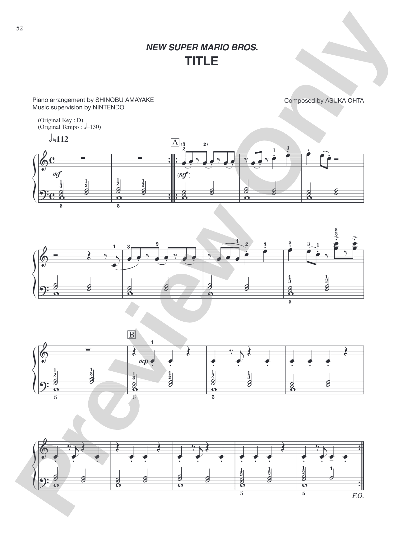 New Super Mario Bros. Title: Easy Piano