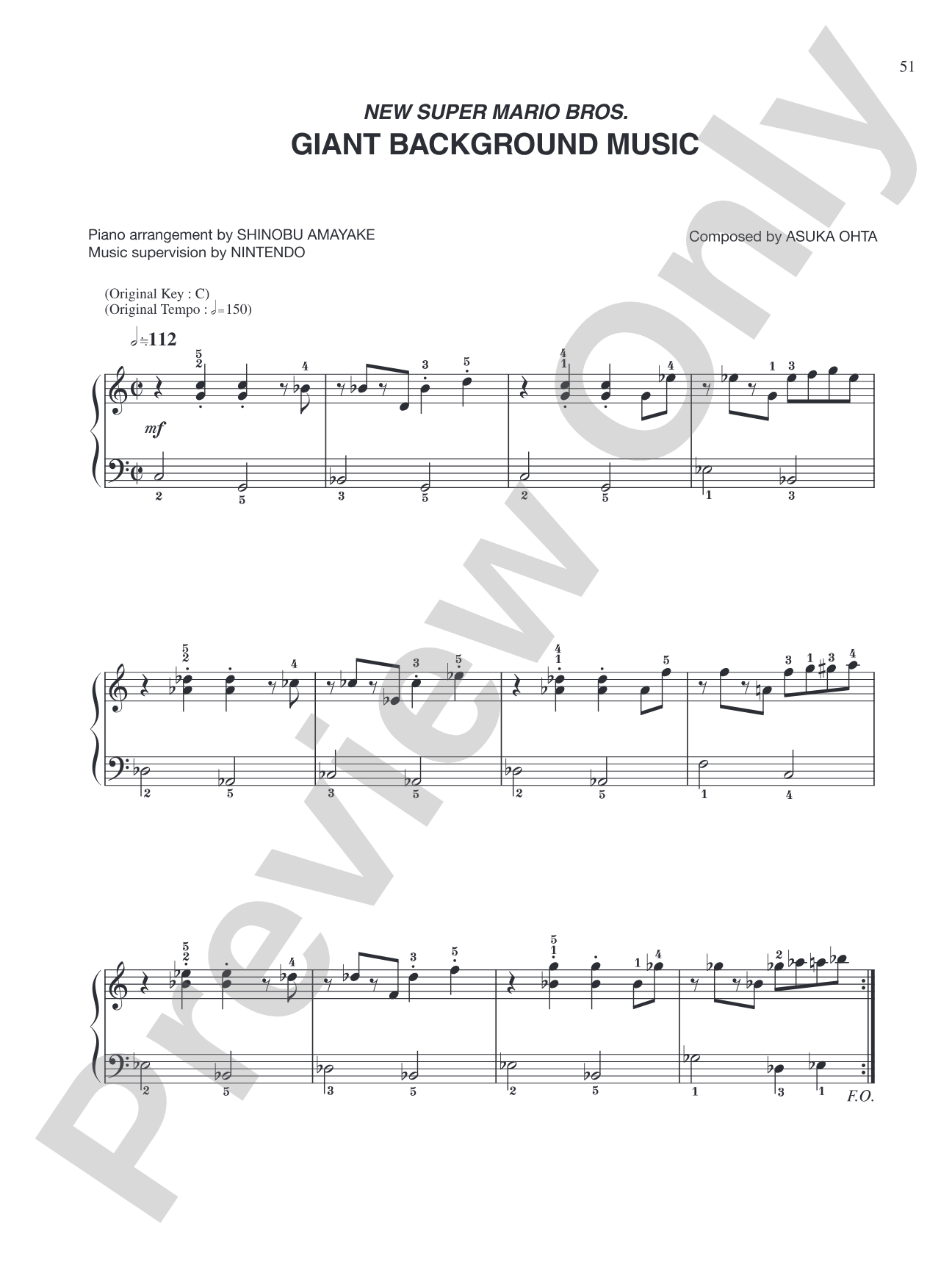 New Super Mario Bros. Giant Background Music: Easy Piano