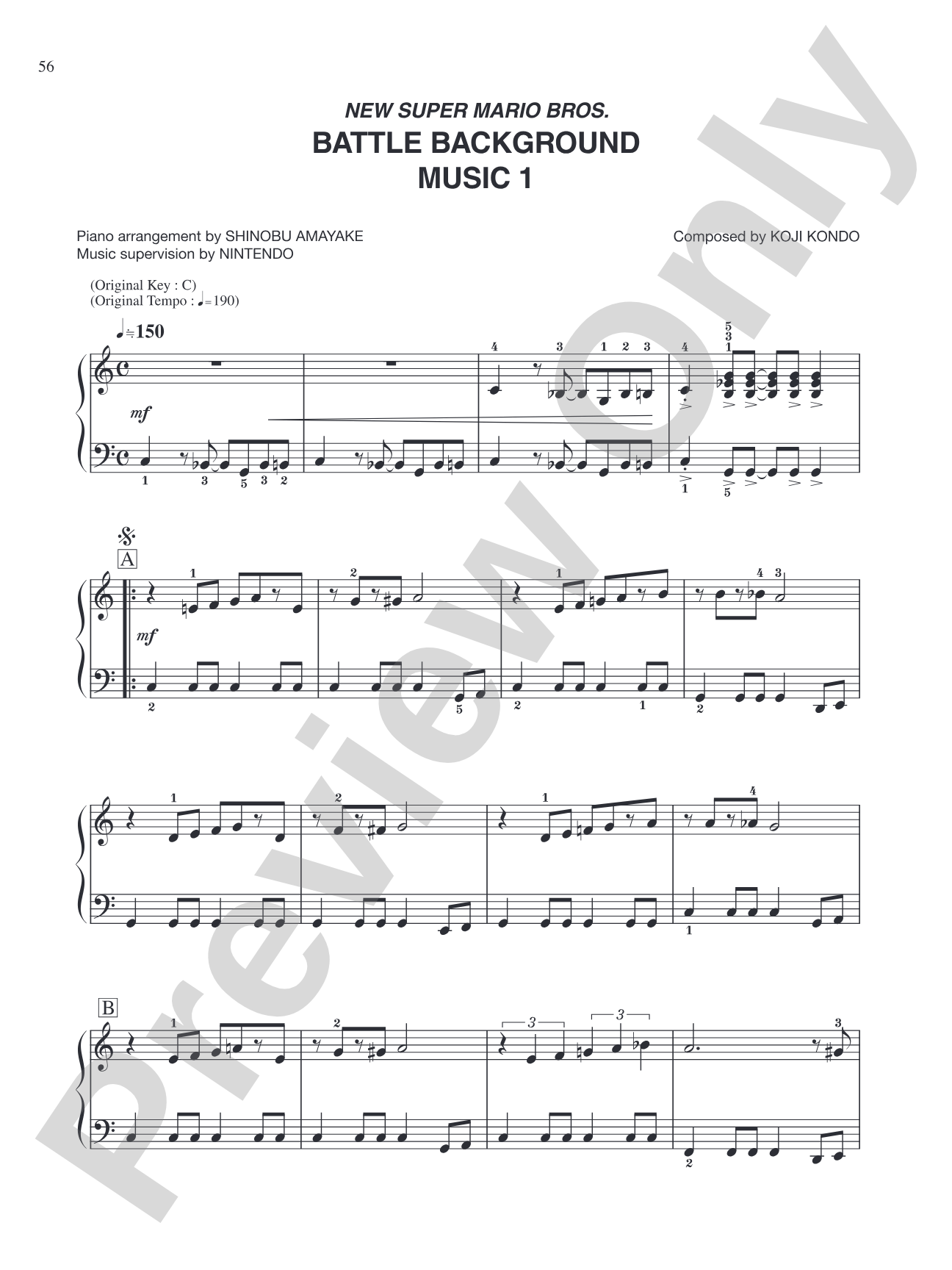 New Super Mario Bros. Battle Background Music 1: Easy Piano