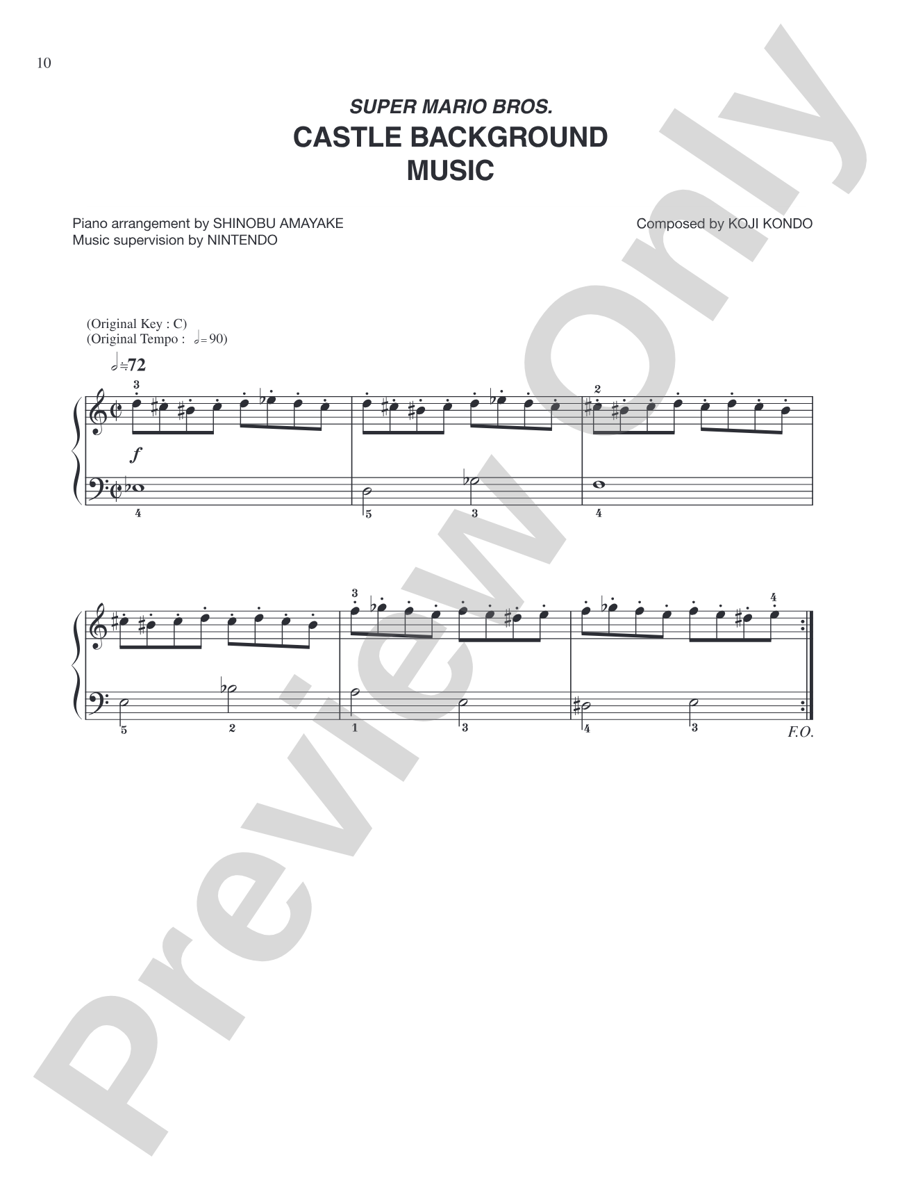 Super Mario Bros. Castle Background Music: Easy Piano