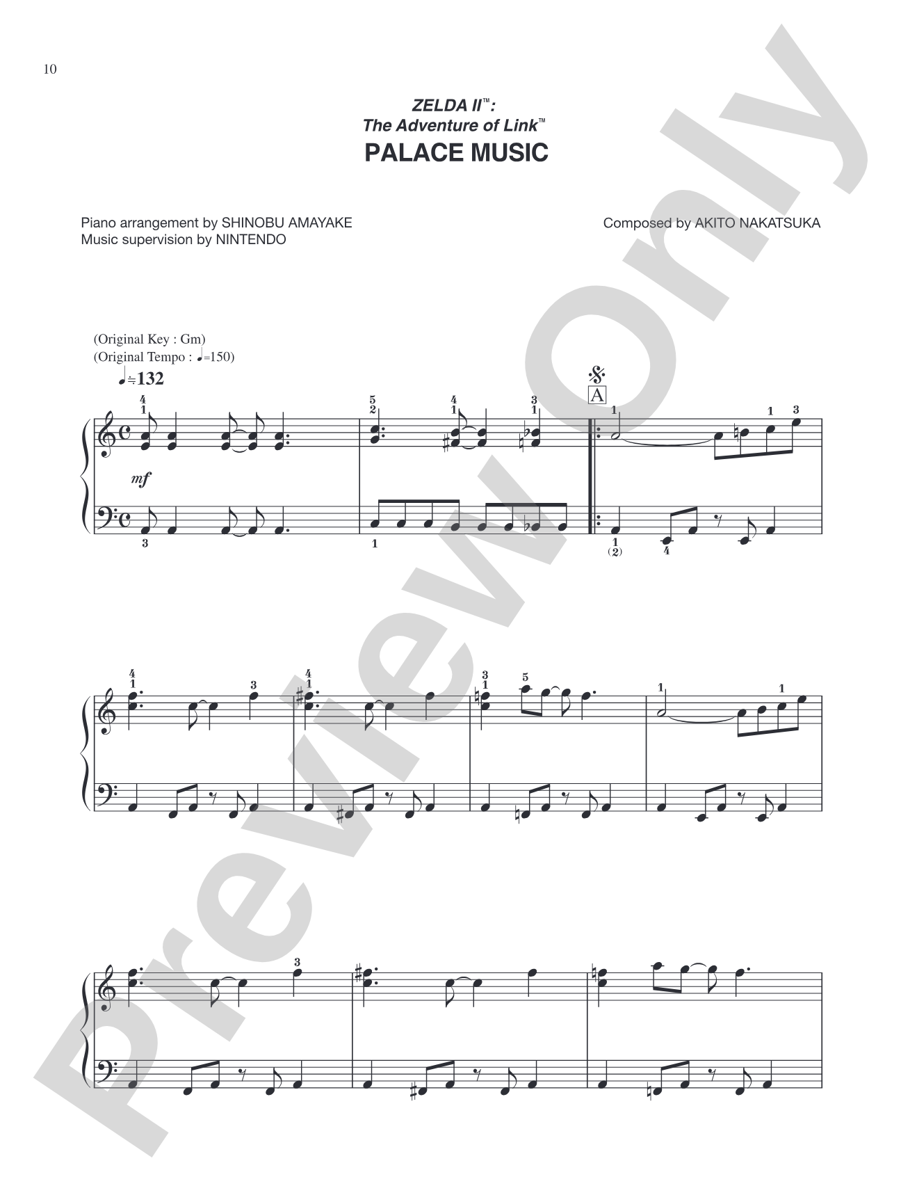 Zelda II™: The Adventure of Link™ Palace Music: Easy Piano