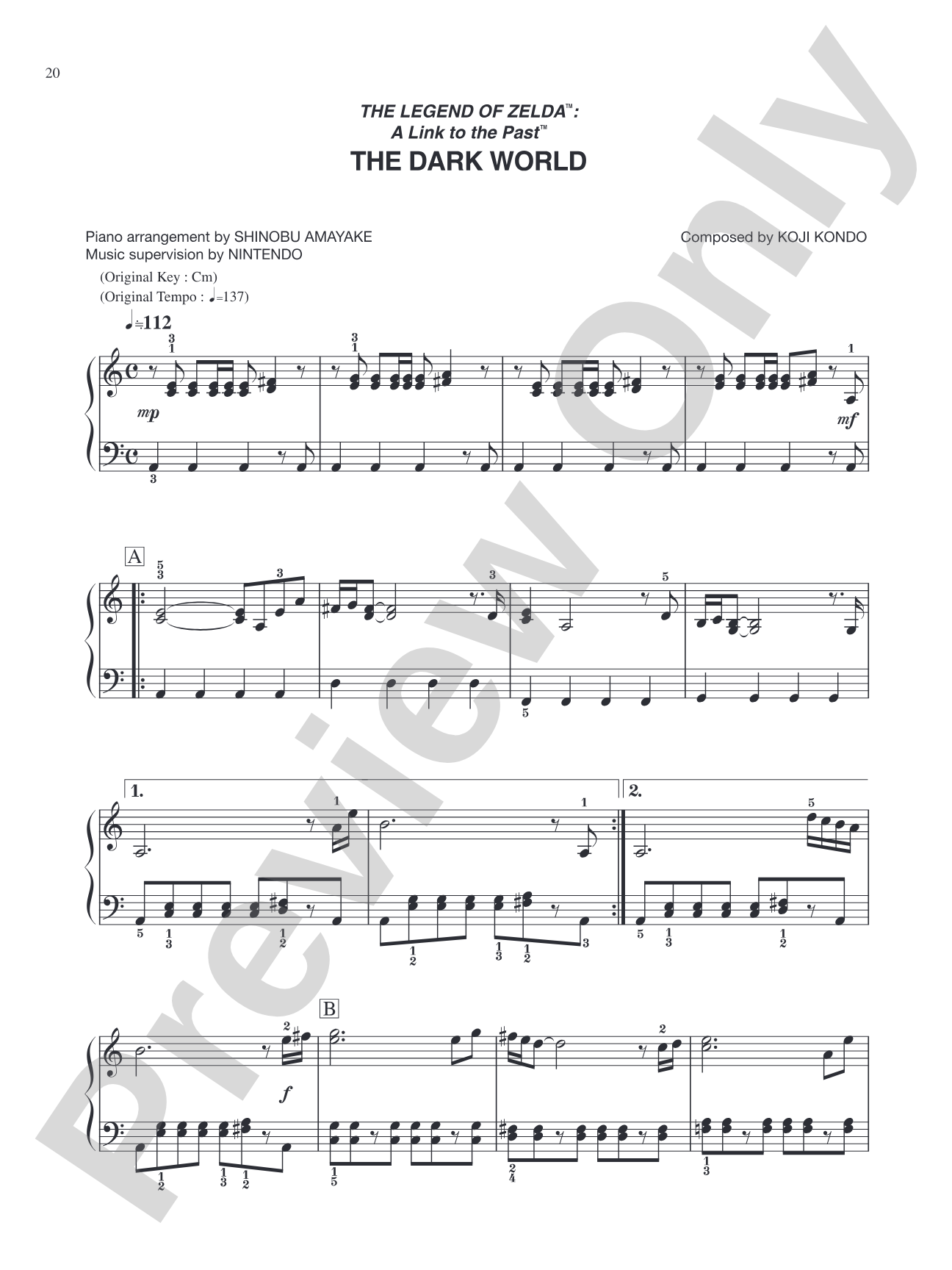 The Legend of Zelda™: A Link to the Past™ The Dark World: Easy Piano
