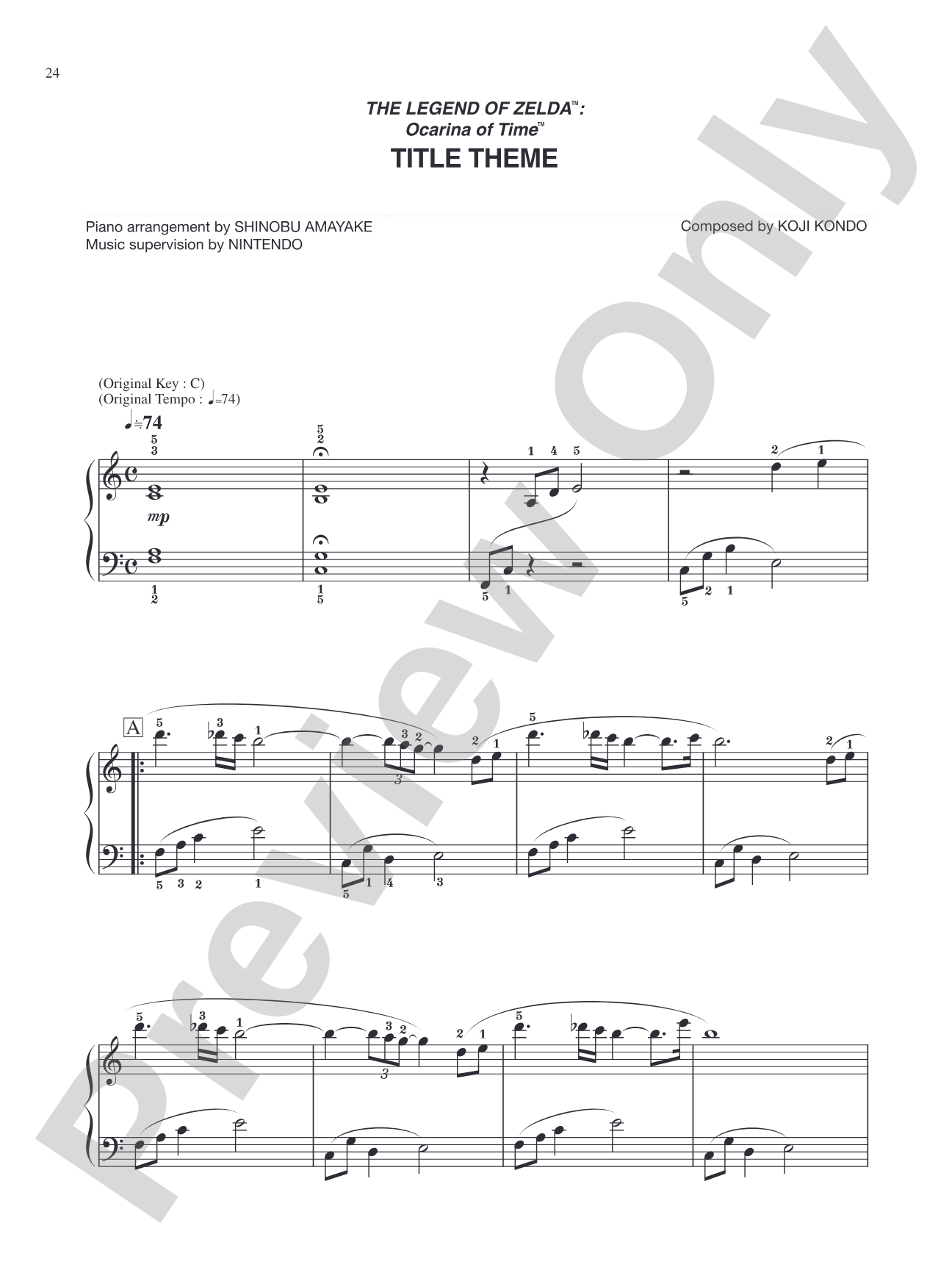 The Legend of Zelda™: Ocarina of Time™ Title Theme: Easy Piano
