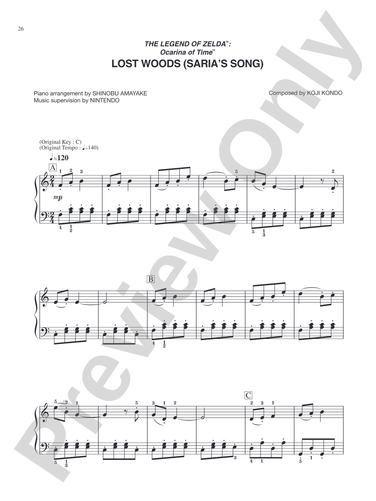 The Legend of Zelda™: Ocarina of Time™ Lost Woods: Easy Piano