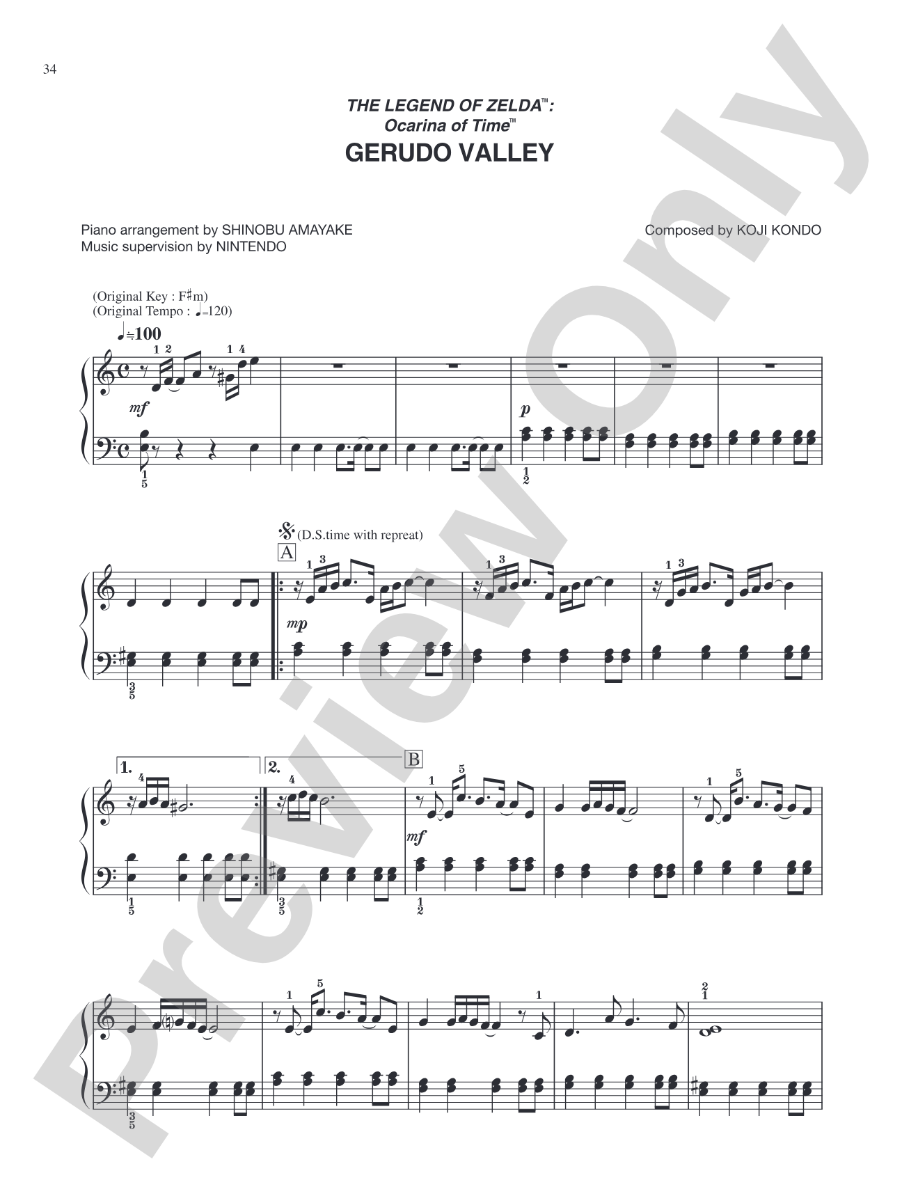 The Legend of Zelda™: Ocarina of Time™ Gerudo Valley: Easy Piano