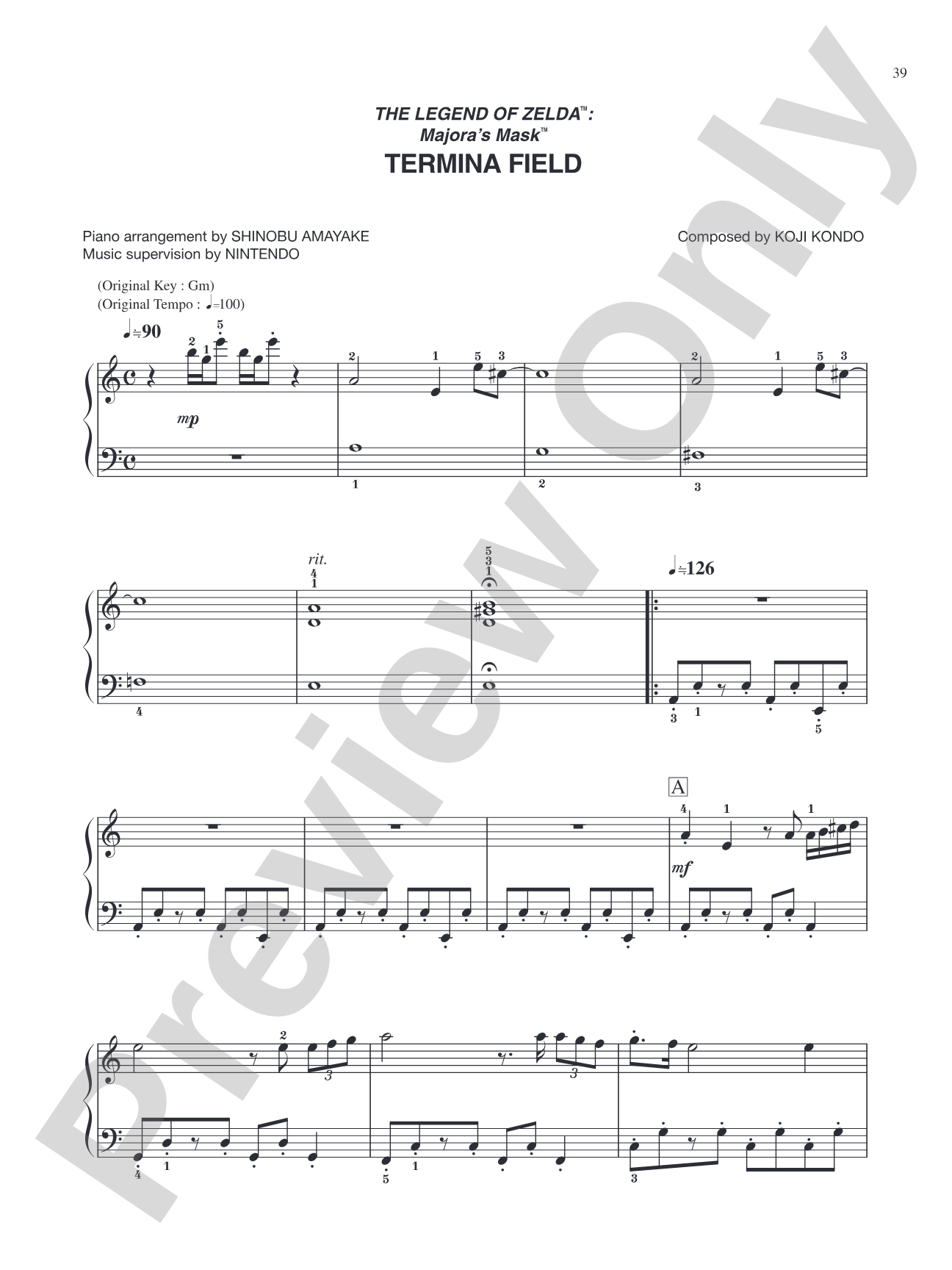 The Legend of Zelda™: Majora's Mask™ Termina Field: Easy Piano