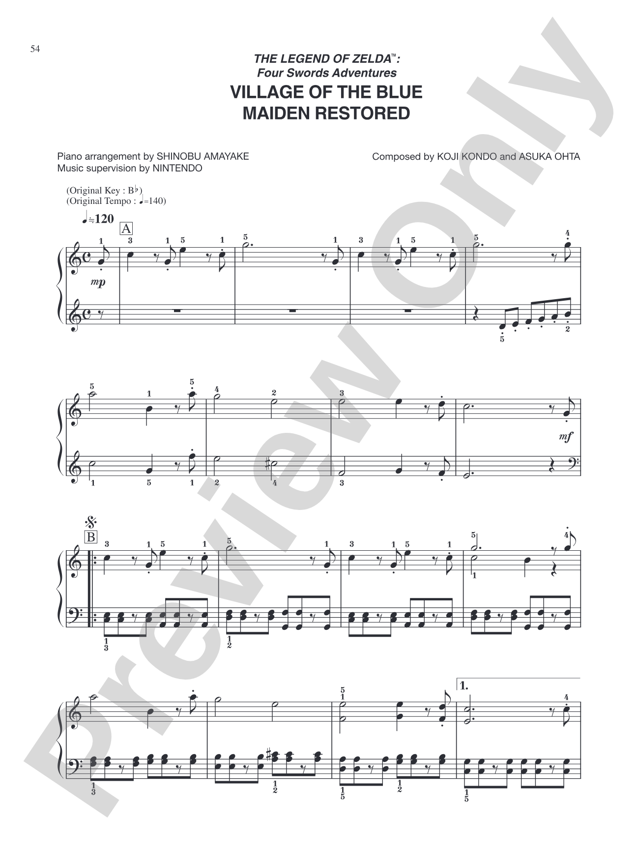 The Legend of Zelda™: Four Swords Adventures Village of the Blue Maiden Restored: Easy Piano