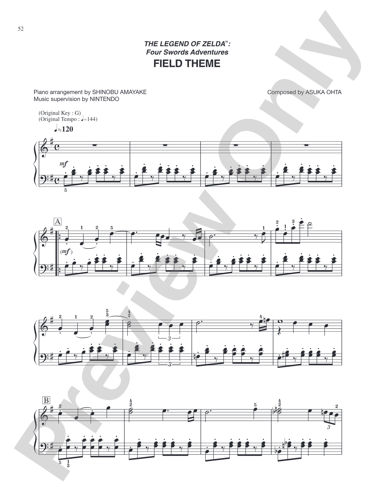 The Legend of Zelda™: Four Swords Adventures Field Theme: Easy Piano